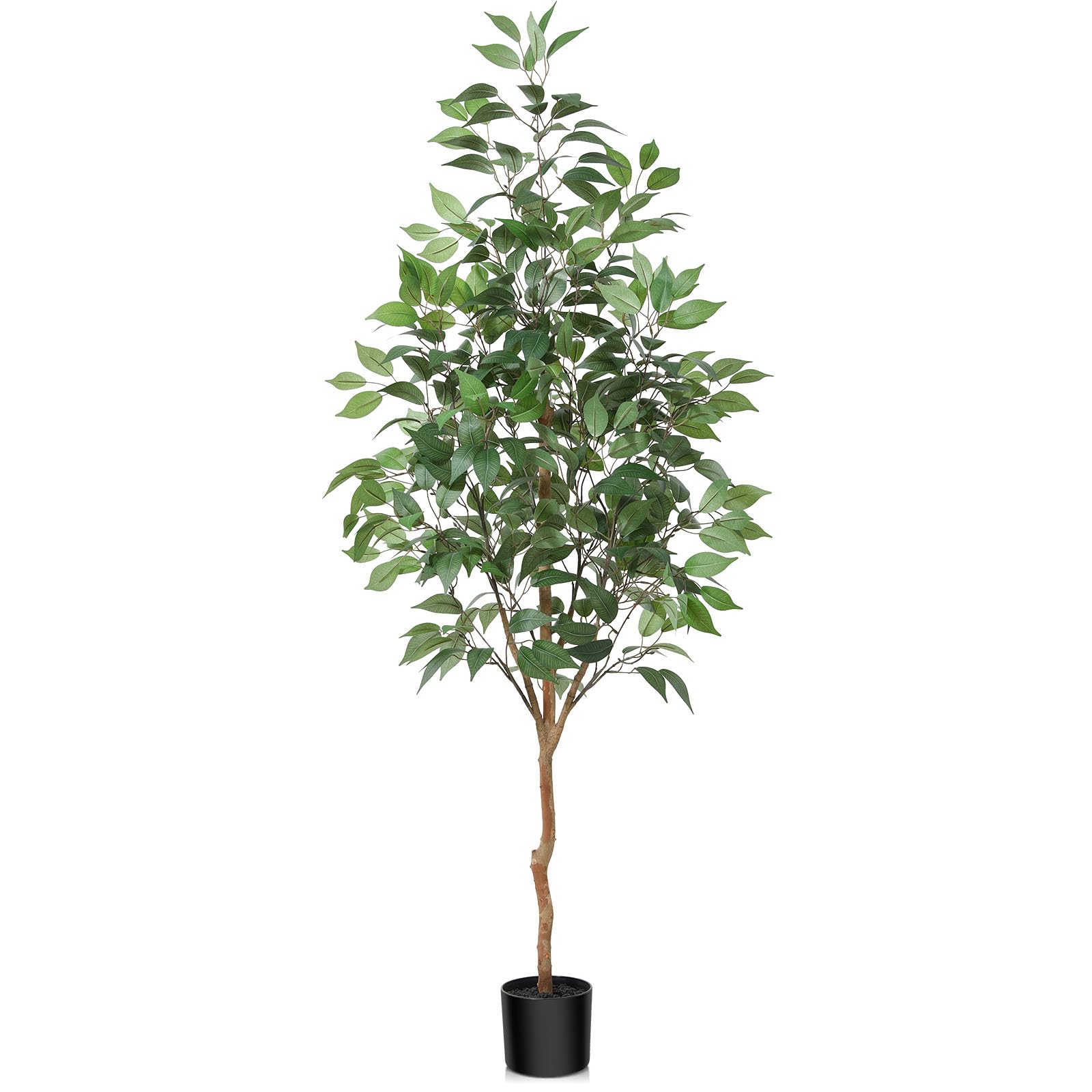 Photo 1 of OAKRED Artificial Ficus Tree, 5FT Fake Tree with Natural Wood Trunk, Fluffy Faux Tree, Fake Silk Plant for Home Decor Indoor Office Porch, Set of 1