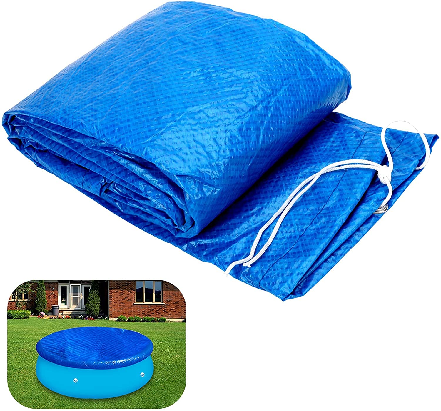 Pool Cover, Rahmen Wasserdicht Poolabdeckung Easy Set Staubdicht Pool Protector Poolabdeckplane für Familien-Pool Planschbecken und Outdoor-Villa Garten (183cm(6ft))