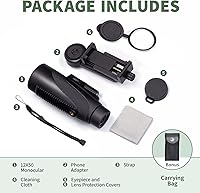 Vista 8 de Gosky Titan - Telescopio monocular 12X50 con soporte para smartphone - Alcance impermeable, antiniebla, resistente a golpes, prisma BAK-4 FMC