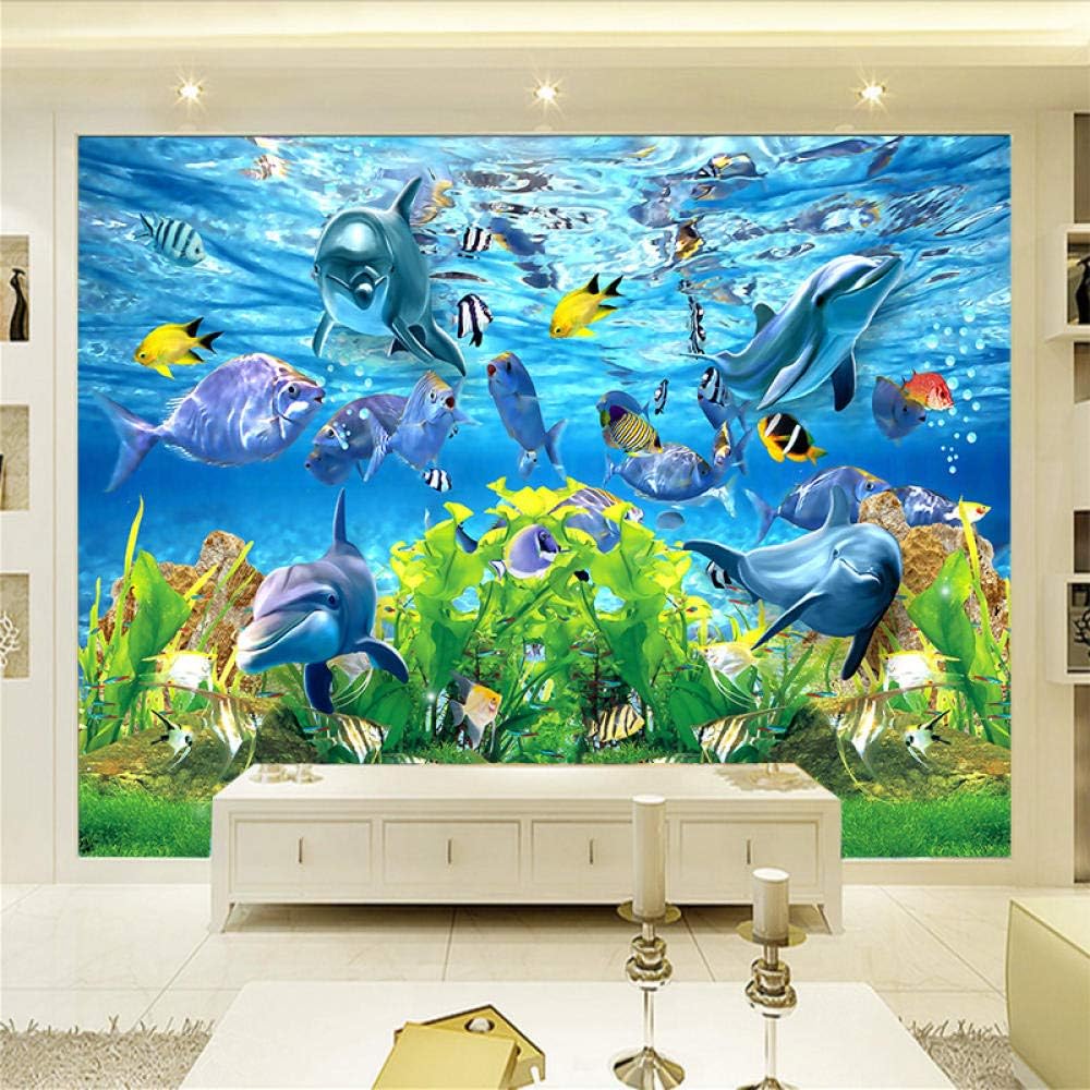 Custom 3D Mural 3D Custom Wallpaper Sea World Marine Fish Mural Children Room TV Backdrop Aquarium Wallpaper Mural Silk Cloth Send Glue Customize,Contact us