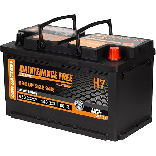 Autocessking H7 Group Size 94R Start and Stop AGM Automotive Battery, 12V 80Ah, 850 CCA, 140 RC Rechargeable Car Battery