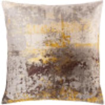 Livabliss Reva 18" x 18" Pillow Kit, Ivory, Saffron, Dark Brown, Light Gray