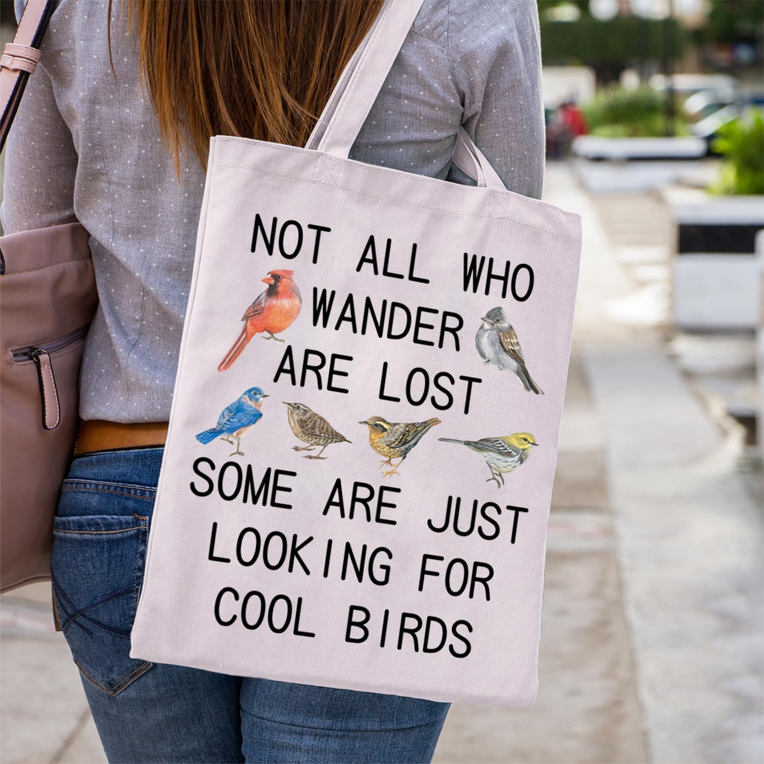 WCGXKO Bird Lover Gift Not All Who Wander Are Lost Some Are Just Looking For Cool Birds Tote Bag - Image 5