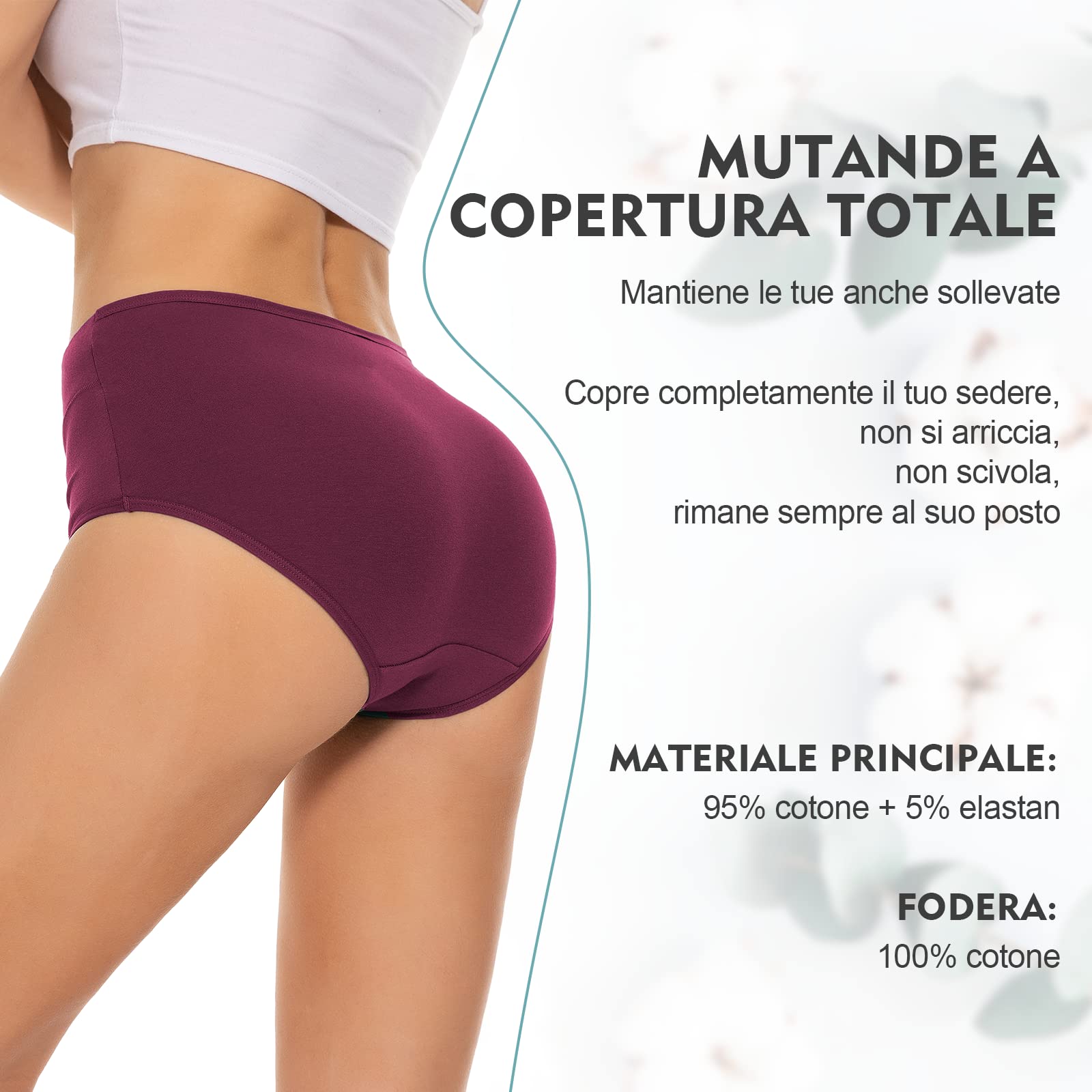 TANSTC Mutande Slip Donna Cotone Vita Alta Culotte Donna Comode Elasticizzato Sexy Intimo, Pacco da 5