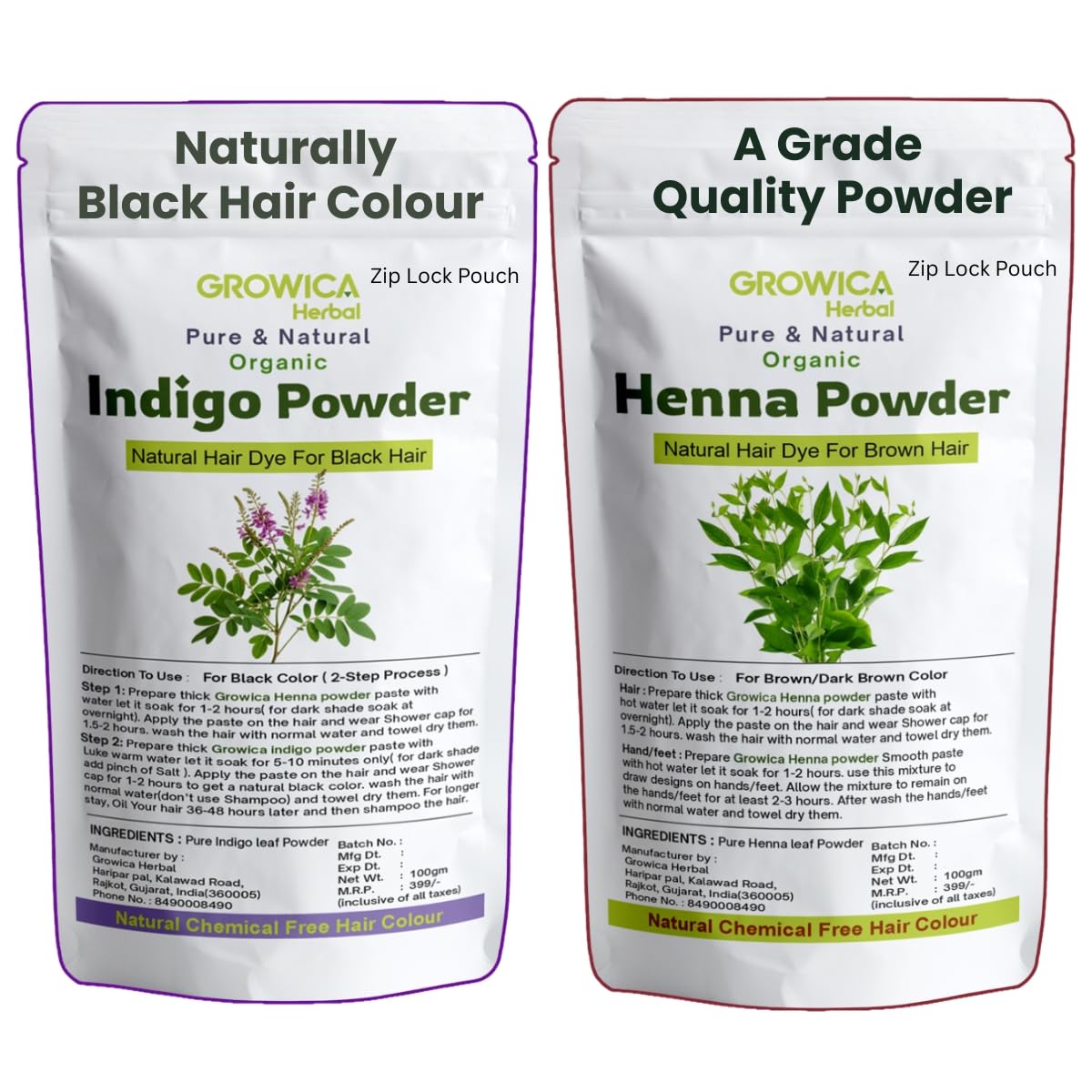 Organic Indigo & Henna Powder Combo for Black Hair Color (100gm + 100gm = 200gm)-image-41