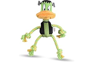Looney Tunes Plush Frankenstein Halloween Rope Pull Dog Toy for Spooky Chomping