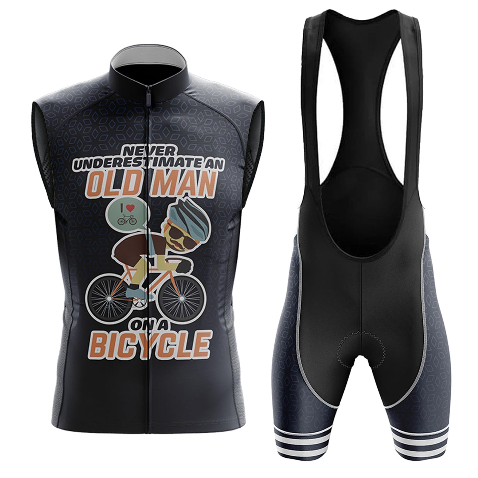 Maillot Cyclisme Tenue Cycliste Homme Été,Vêtements de Velo VTT Sans Manches MTB Gilet et Cuissard à Bretelle avec 9D Coussin Gel,Ensemble Combinaisons de Cycling Sleeveless Respirant Séchage Rapide