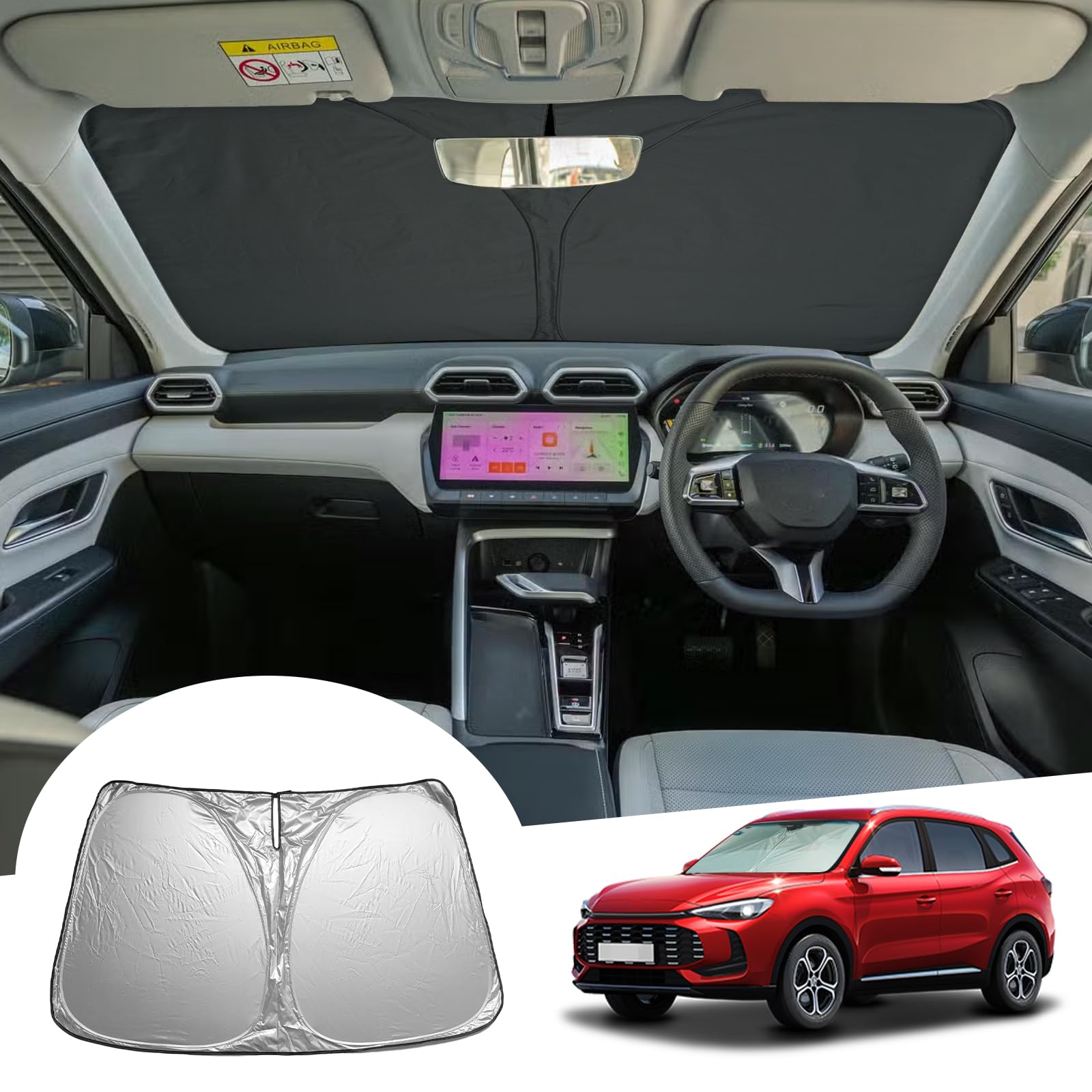 GAFAT MG ZS EV Facelift 2018-2024 2025 Pare-Soleil pour Pare-Brise intérieur, MG ZS 2024 Parasol Avant, Protection Solaire, Refroidissement, Protection UV, MG ZS Accessoires GAFAT MG ZS EV Facelift 2018-2024 2025 Pare-Soleil pour Pare-Brise intérieur, MG ZS 2024 Parasol Avant, Protection Solaire, Refroidissement, Protection UV, MG ZS Accessoires