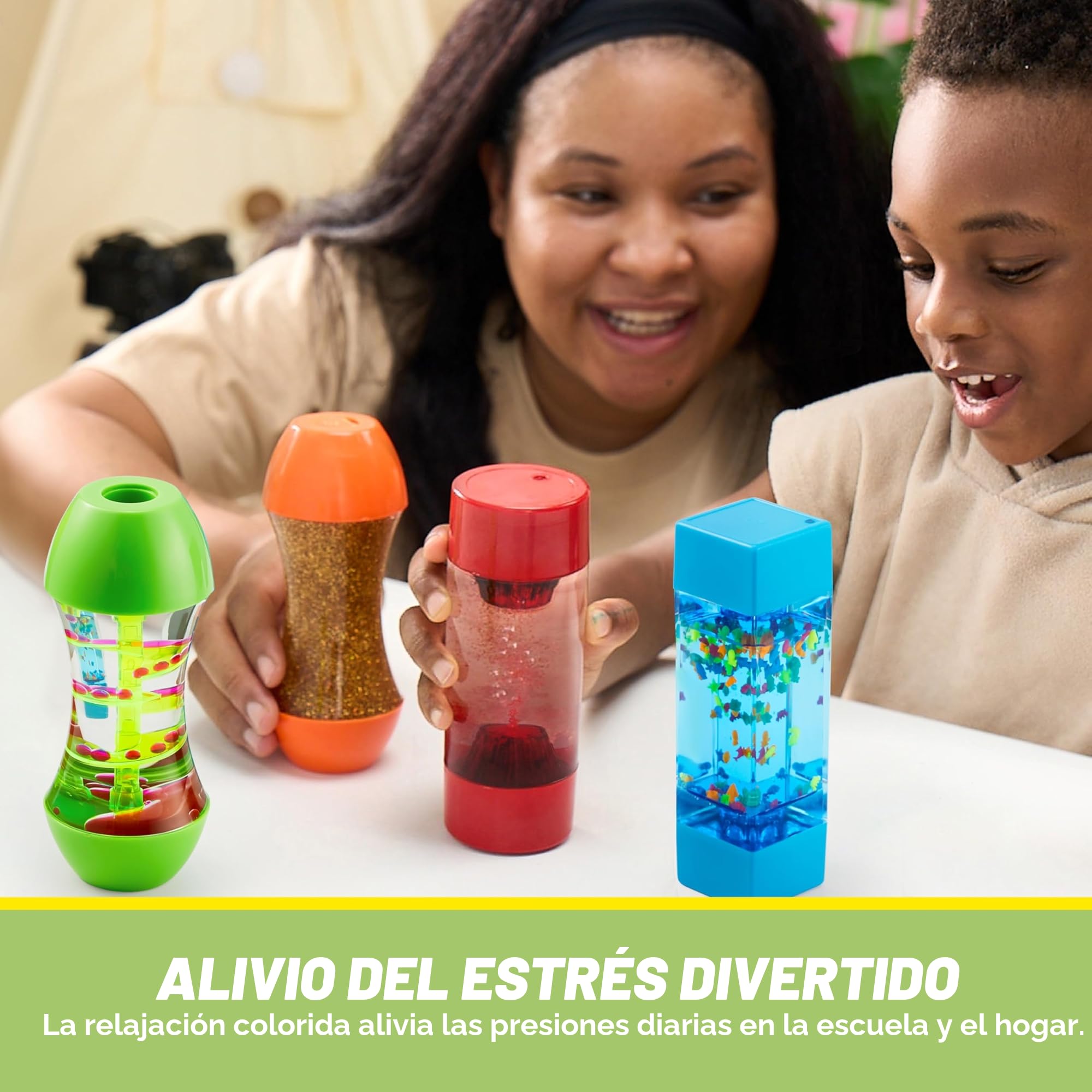 JOYIN 4 Tubos antiestrés, Juguetes sensoriales de descompresión Intelectual, Gotas Coloridas y Forma cómoda, recursos de Aprendizaje Emocional para niños para concentrarse y calmar 3+