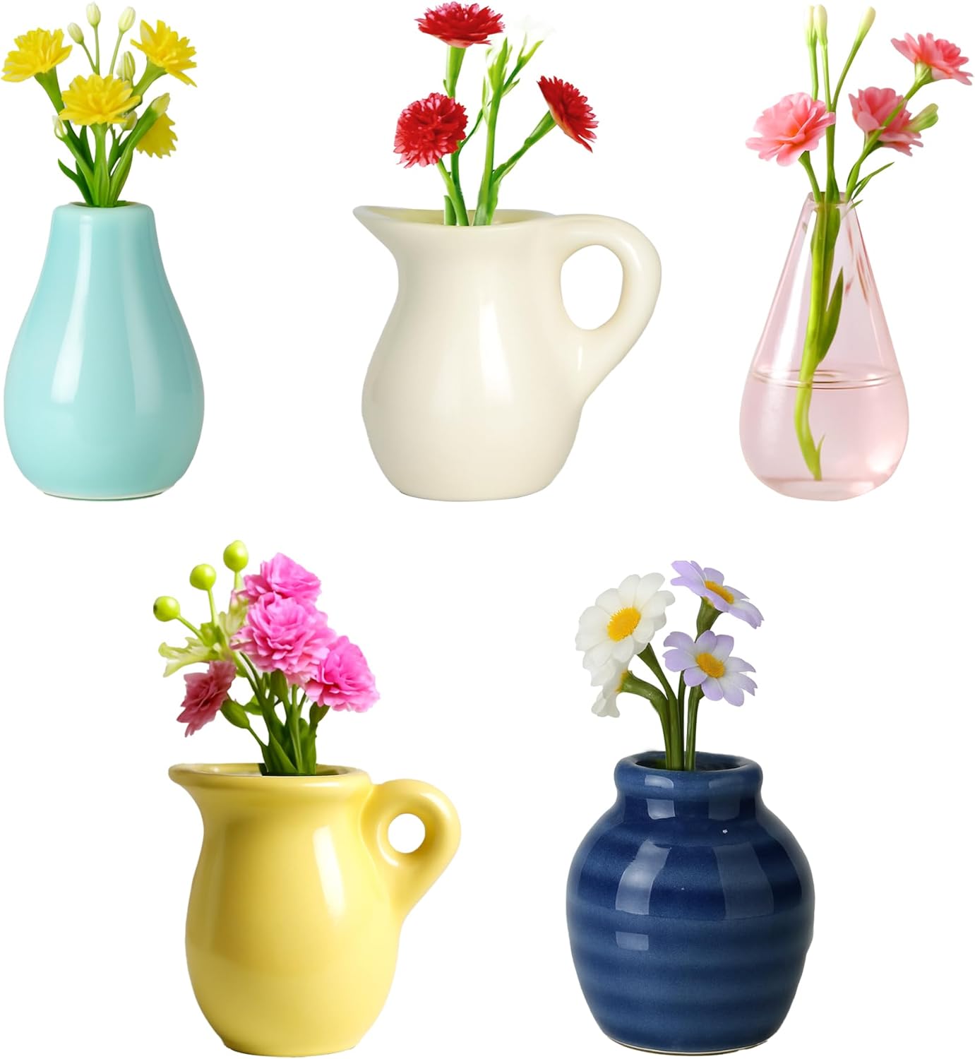 Mini Ceramic Vase Magnets for Fridge, Cute Tiny Plant Vase Fridge Magnets for Kitchen Refrigerator Office Locker Decoration with Fake Flowers (5 Pack) Mini Ceramic Vase Magnets for Fridge, Cute Tiny Plant Vase Fridge Magnets for Kitchen Refrigerator Office Locker Decoration with Fake Flowers (5 Pack)