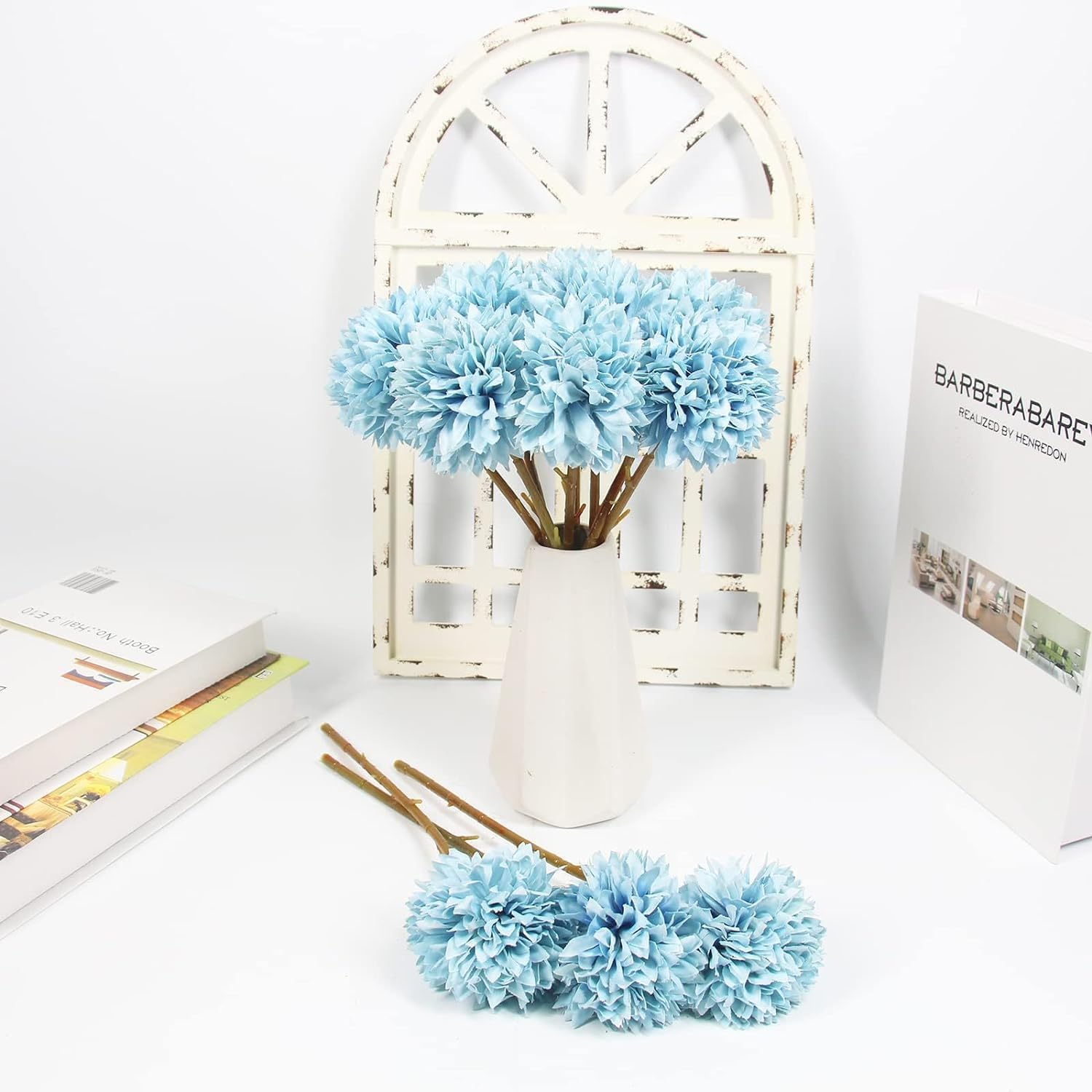 Kunstbloemen, 65 stuks witte kunstzijden hortensia's, witte
