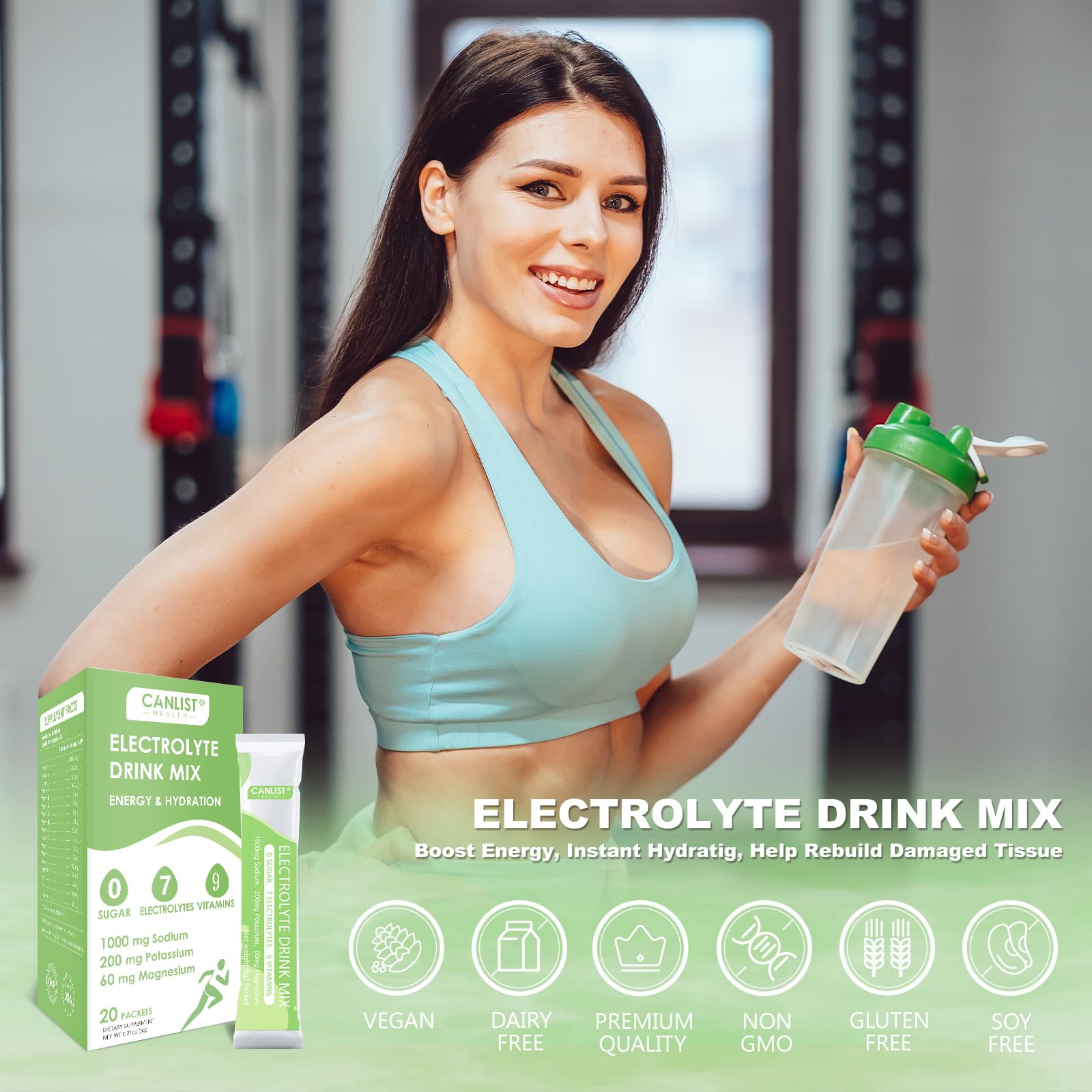 CANLIST Electrolyte Powder - Sugar Free Hydration Drink Mix with Sodium, Potassium, Magnesium - Vegan Friendly, Zero Calorie Electrolytes Supplement for Energy & Recovery (20 Stick Packets) — Amazon image 5
