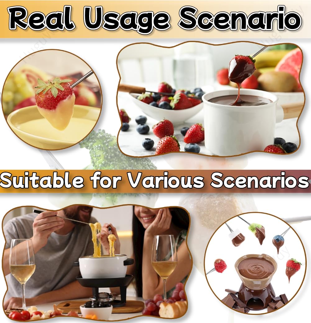 Stainless Steel Fondue Forks 6Pcs 9.1" with Heat Resistant Handle Color Fondue Set Fondue Sticks Fondue Cheese for Grill Cake Chocolate Meat Fruits Cheese Fondue Fountain Roast Marshmallows Dessert — Amazon image 5