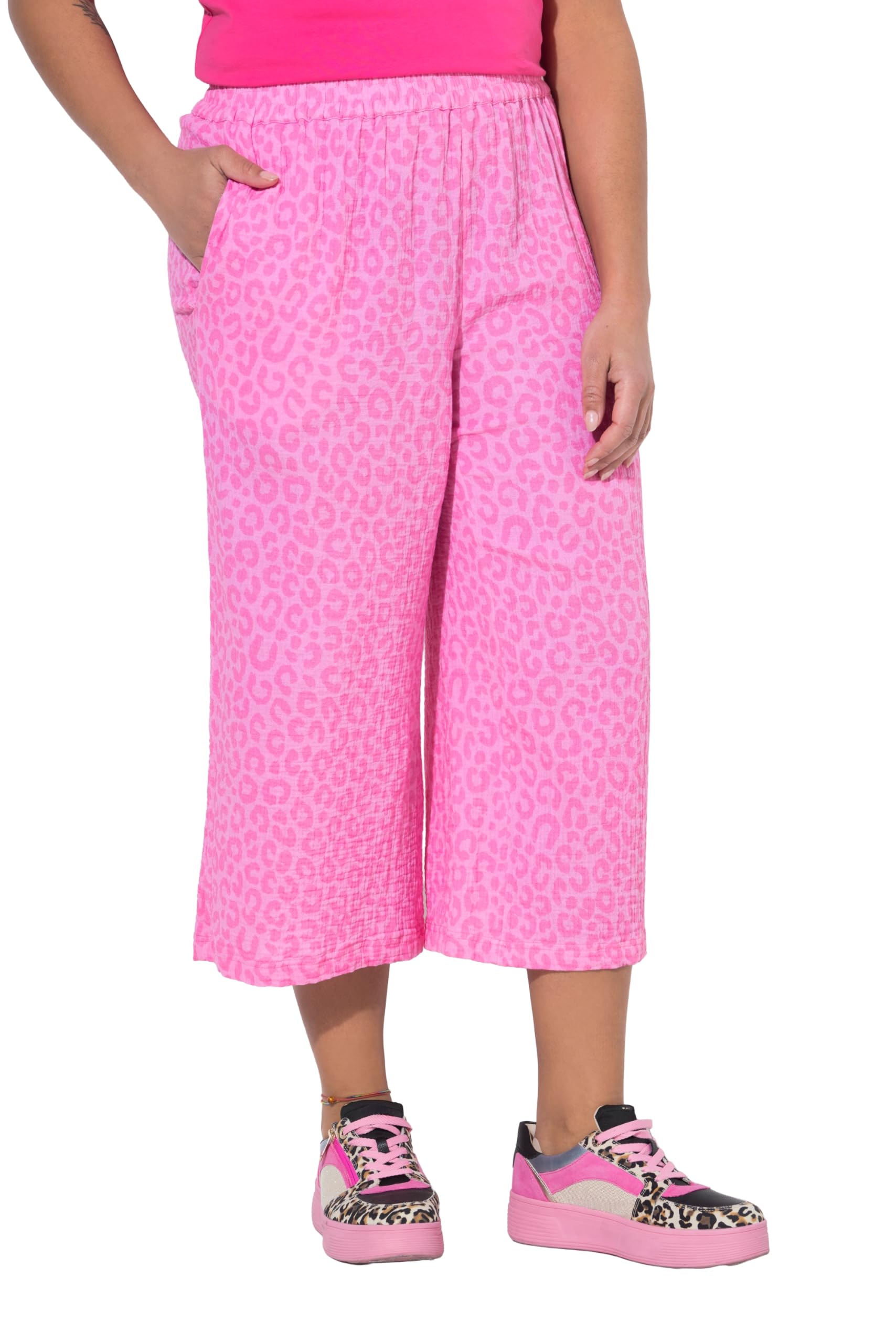 Angel of Style Damen große Größen Übergrößen Plus Size Culotte, weites Bein, Musselin, Leo-Muster 850527