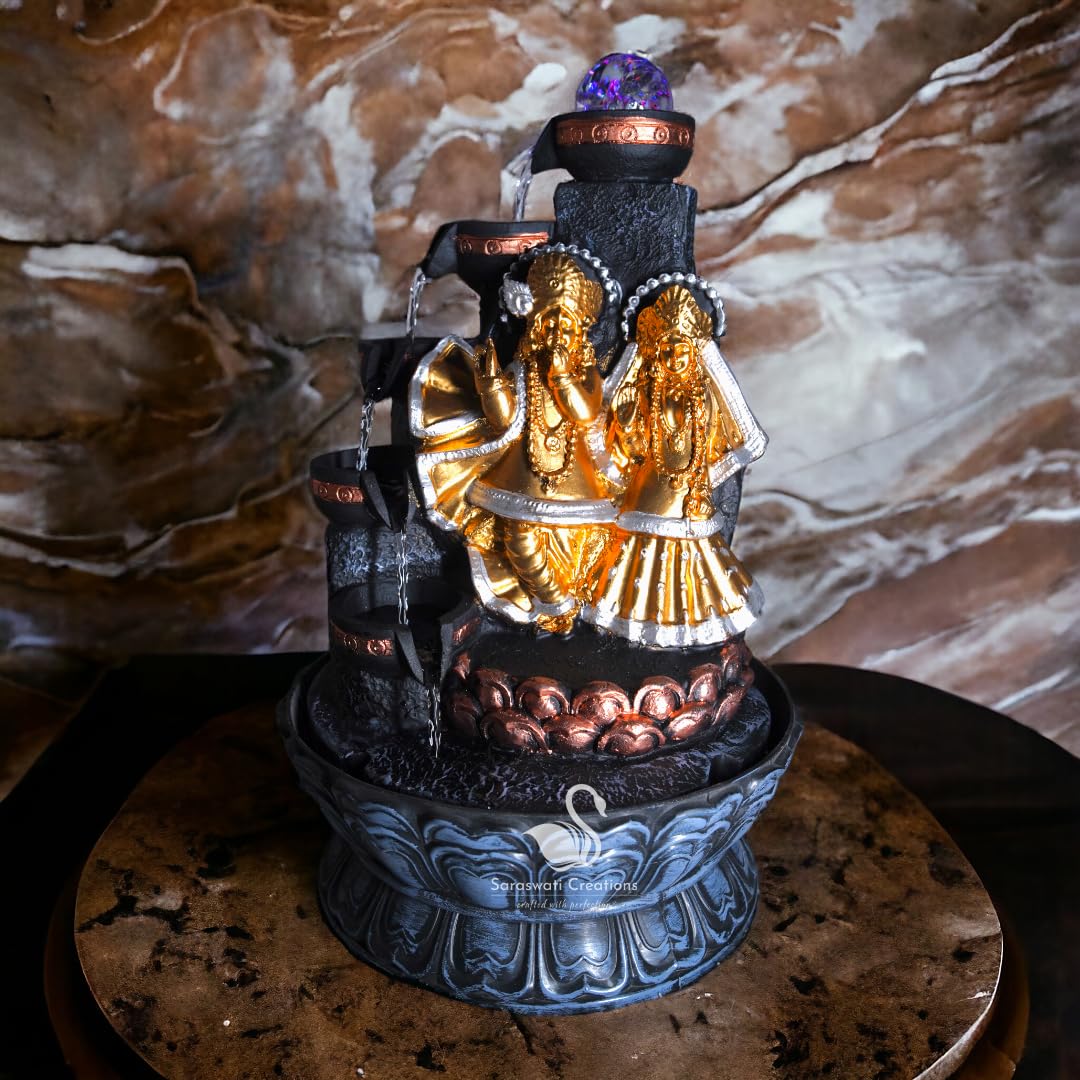 Saraswati Creations Water Fountains for Home Decor Fountain Water Falling Home Decoration 18 inches in Height (Shine Radha KR), Resin-image-18
