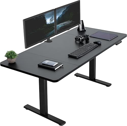 Miniatura 1 de VIVO DESK-KIT-1B6B-30 - Escritorio eléctrico de altura ajustable de 60 x 30 pulgadas (59 x 29.5 pulgadas), mesa negra, marco negro, serie 1B,