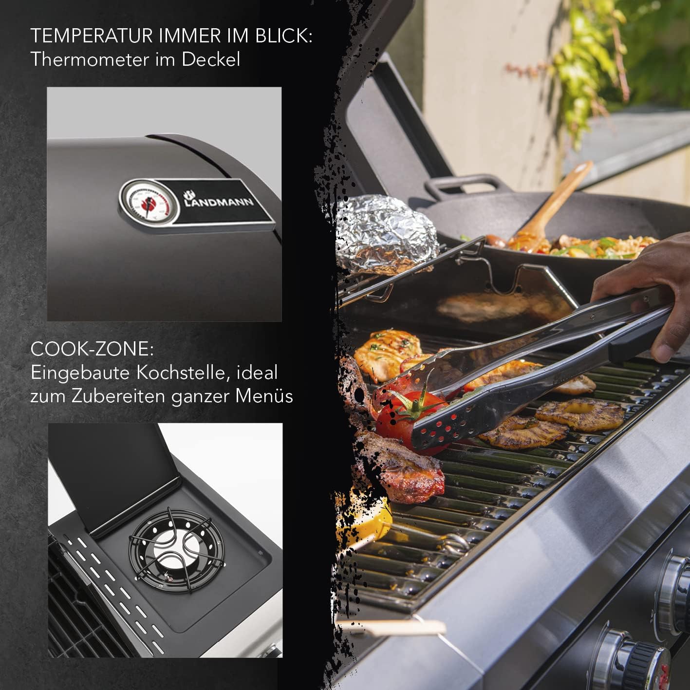 Landmann - 12940 - Barbecue Gaz Triton PTS 4+1 Bruleurs - Noir — vue 6