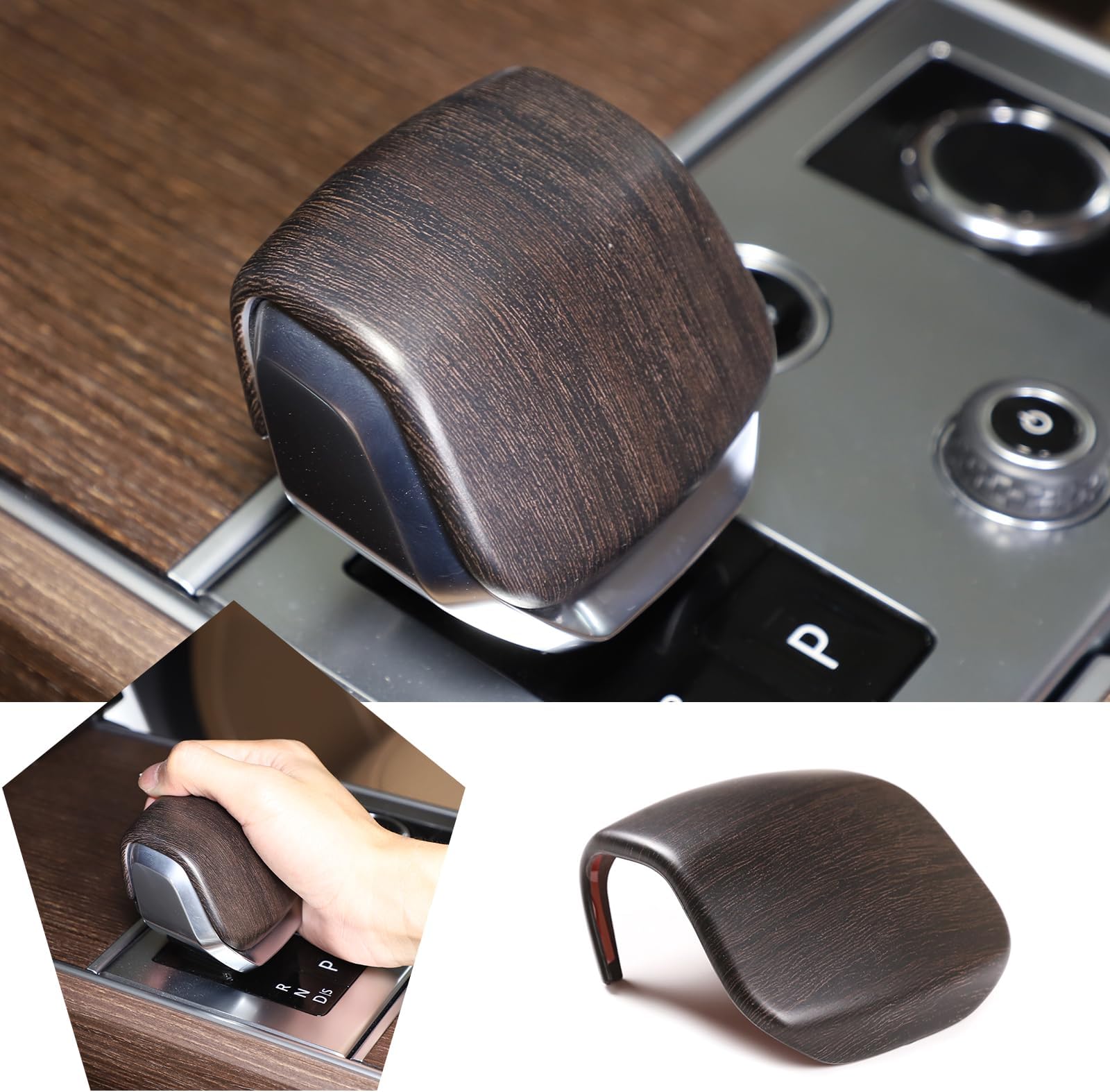 HAPPYHORSE Car Gear Shift Knob Head Cover Trim Compatible with Land Rover Range Rover Sport/Vogue，VELAR/Discovery 5 Gear Shift Knob Head Protective Cover Decoration (Oak Grain)