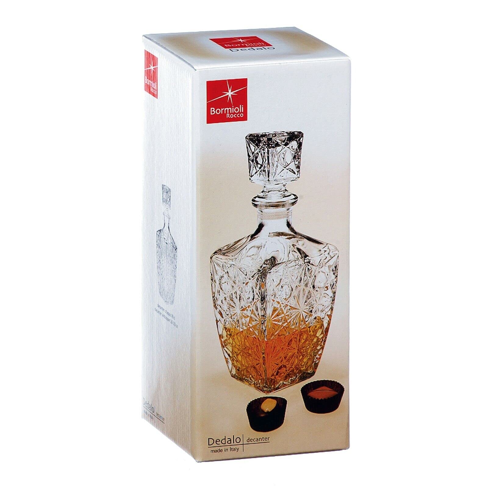 Bormioli Rocco Whiskey Decanter 780 ML 1 Pcs - Perfect for Whiskey, Scotch, Wine, Vodka, Tequila, Rum | Dedalo 3