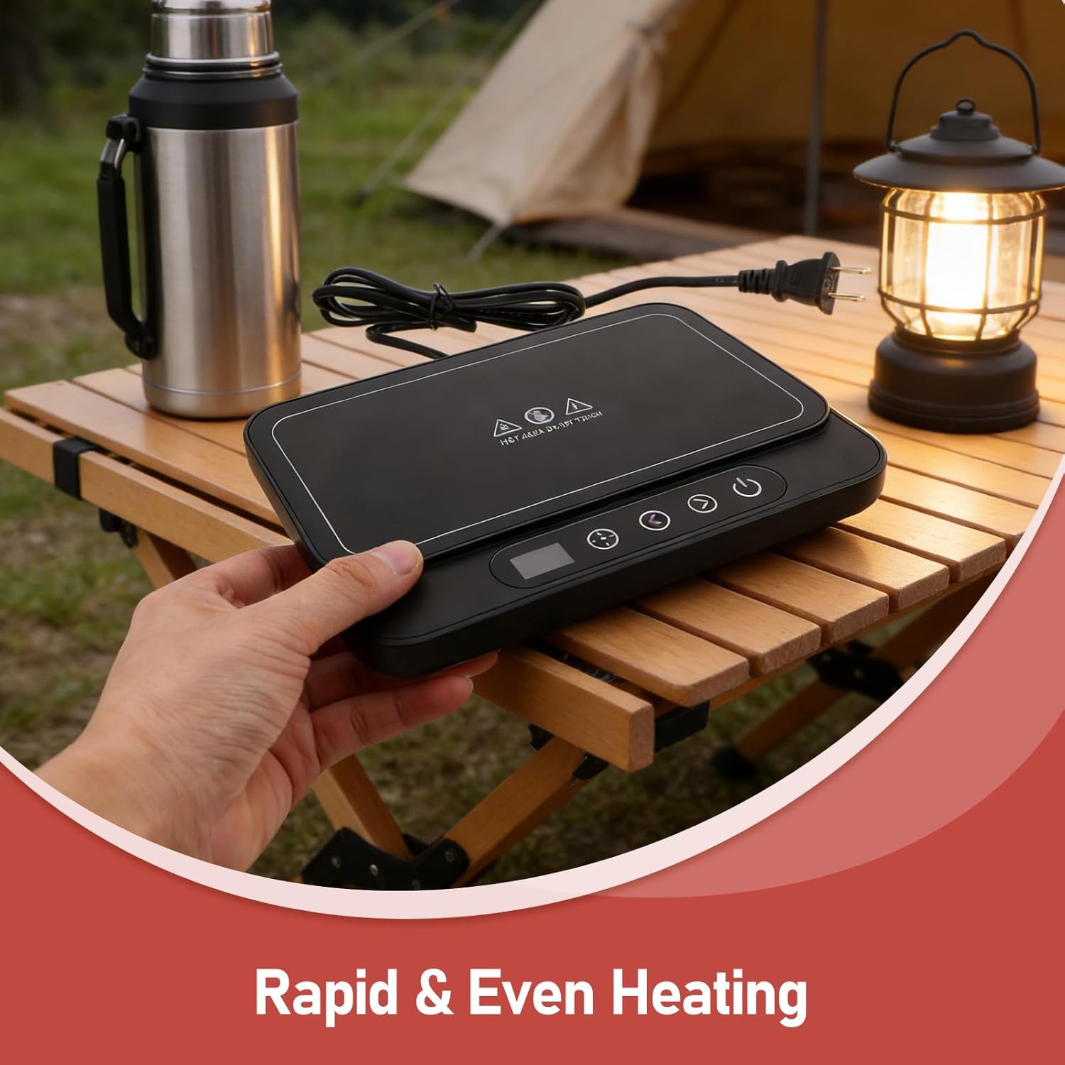 Adjustable Heating Board for Food, Coffee Mug Warmer, 50W Heating Panel Mug Warmer with 9-Temp Settings, 12H Timer, Ultra-Thin Design for Desk (US Plug)