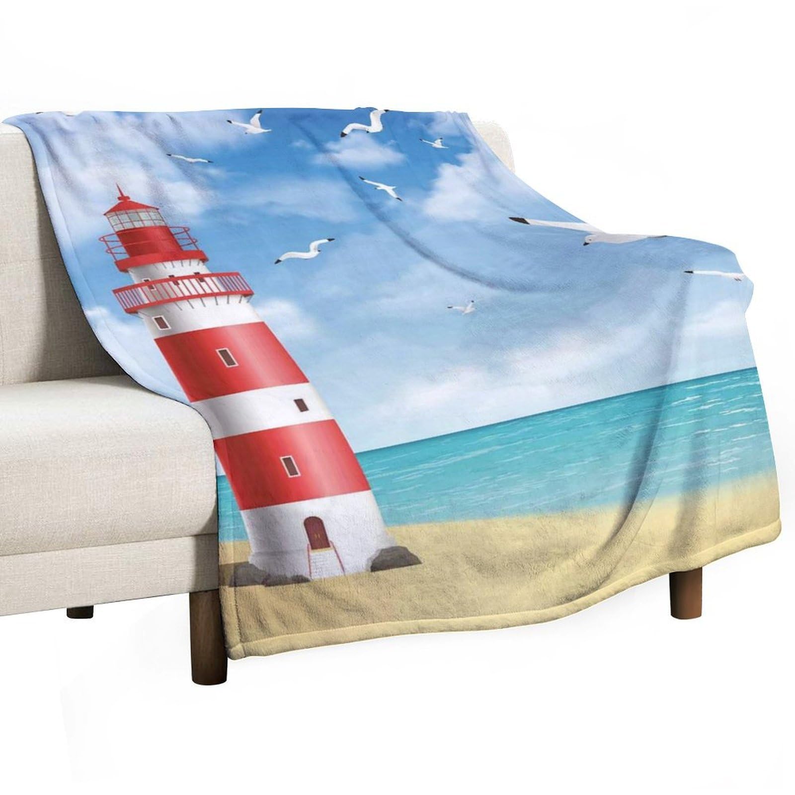 Hxwokrum Flannel Blanket, Lighthouse Throw Blanket for Couch Sofa Bed Office, Soft And Comfortable Without Pilling