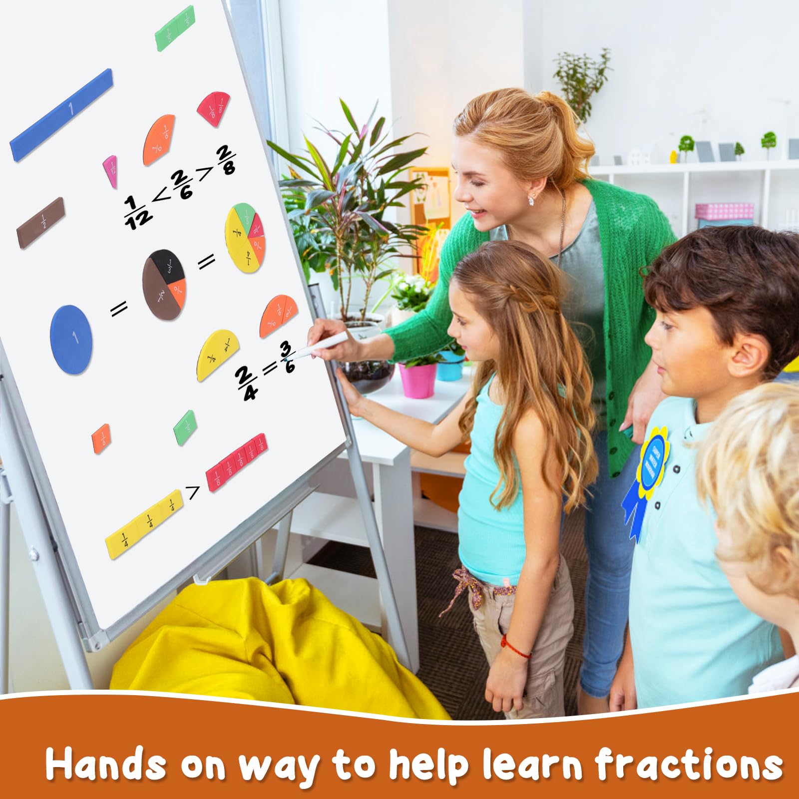 Jeu Magnétique Fractions Pour Enfants - Cercles Et Bandes Aimantés, Apprentissage Ludique Des Maths 6-12 Ans