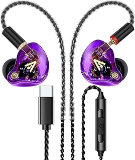 Vibes 202MC USB-C Wired Earbuds - USBC HiFi in Ear Headphones for iPhone 17/16/15 - Noise Isolating Ear Buds w/ Mic - Clear Sound, Deep Bass & Comfort-Fit Earphones - Silver Plated Cord, Carrying Case