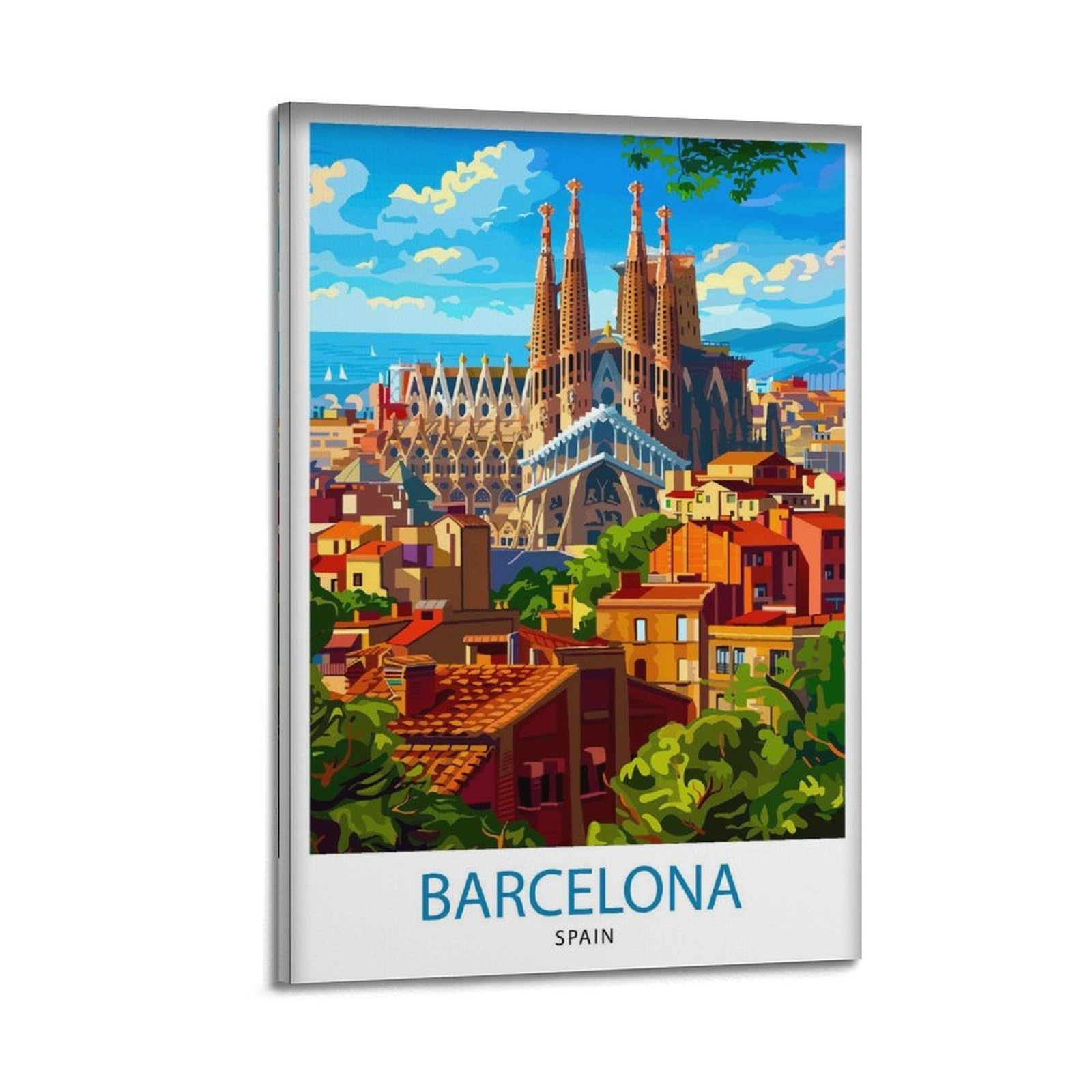 xiaoxiaoshen Barcelona Spain Travel Gift Home Canvas Poster Wall Art Prints Room Aesthetic Murals Bedroom And Living Decorations 20x30inch(50x75cm)