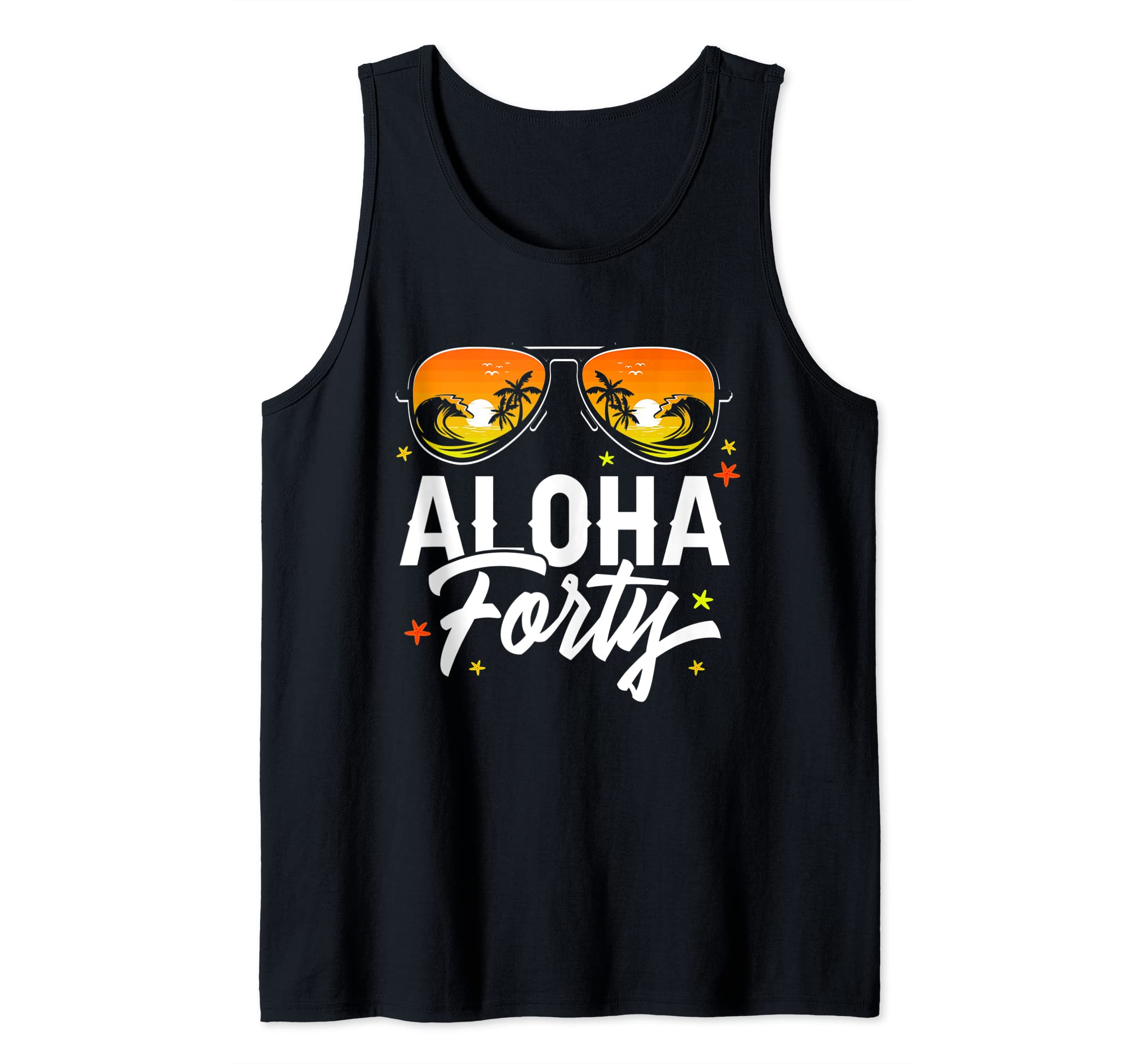 40th Birthday Aloha Beach Tropical Vacation Party Sunglasses Tank Top