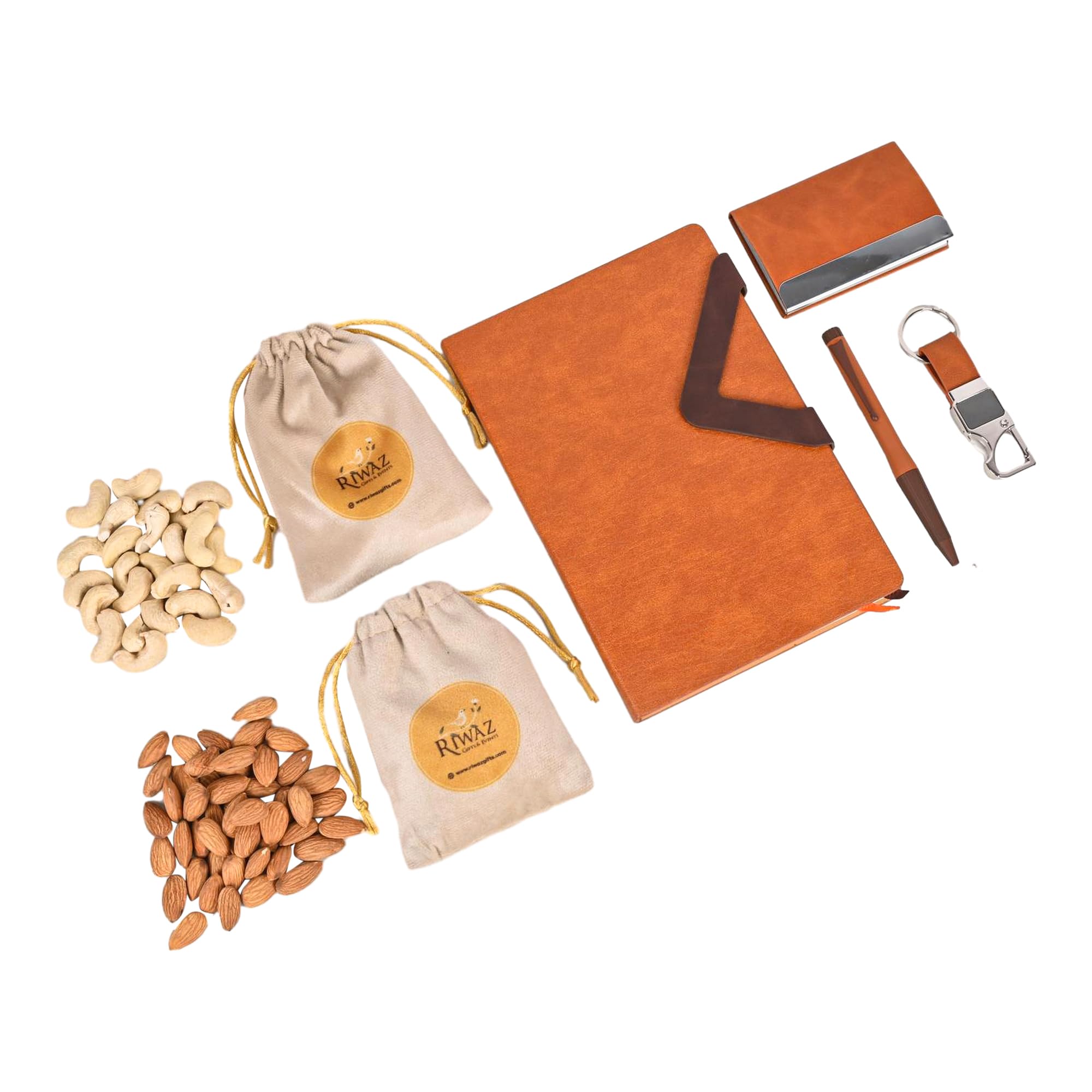 Riwaz Premium Corporate Gift Hamper for Diwali, Clients & Employees | Includes Diary, Pen, Keychain, Card Holder & Premium Dry Fruits 3