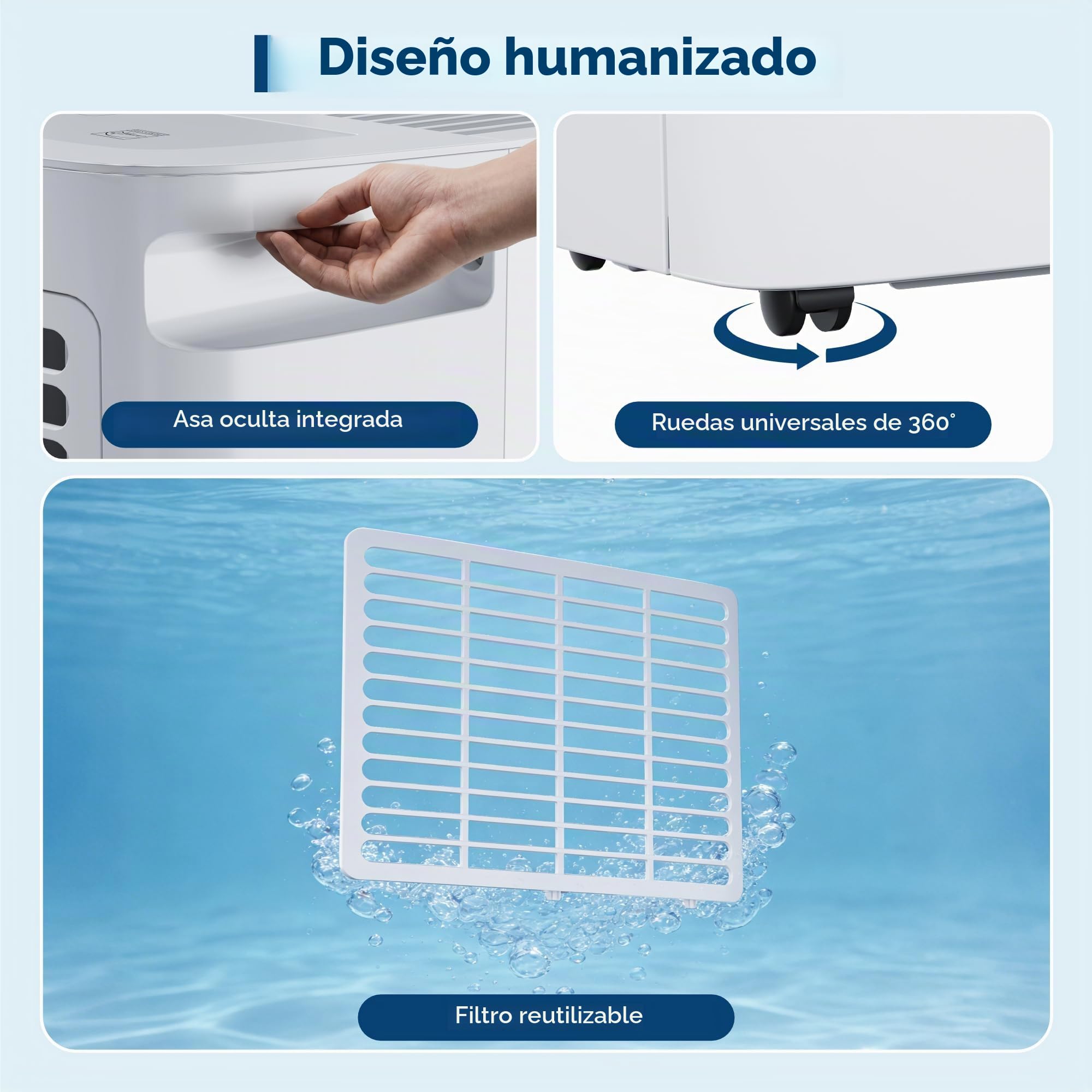 GarveLife Deshumidificador 20L/Día para Habitaciones hasta 280 m², Extractor de Humedad Eléctrico Silencioso, Drenaje Continuo, Pantalla Digital, Portátil para Hogar, Sótano, Baño, 32x22x50cm