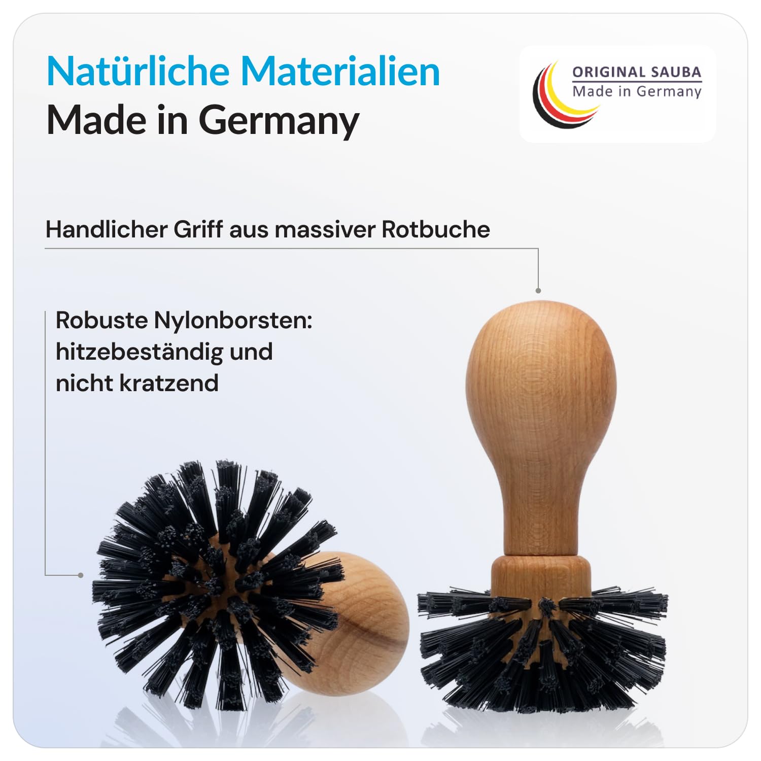 2 spazzole portafiltro SIBO | accessori barista in materiali naturali | 2 pennelli Barista | pulizia della macchina espresso da residui di polvere e residui | su misura per E61 | diametro 62 mm