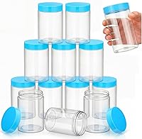Vista 30 de SATINIOR Paquete de 12 tarros de plástico de 10 onzas con tapas, tarros redondos transparentes para cosméticos de viaje, para artículos de tocador
