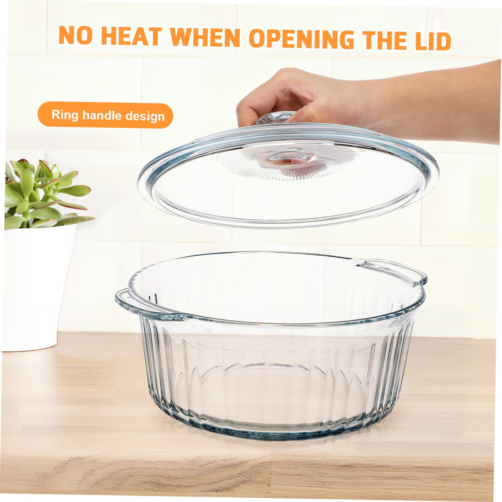 Sosoport Glas casserole Rund mit Deckel Hitzebeständig Gleichmäßige Wärmeverteilung Borosilikatglas Auflaufform zum Schmoren Kochen und Servieren Mikrowellengeeignet Elegantes Design