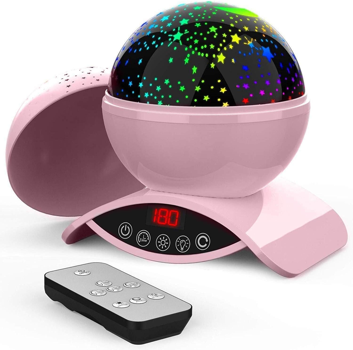 Homcasito Night Light Baby Star Projector, 8 Color Rotation Lamp with Timer Remote and Chargeable,Dimmable Combinations Romantic Star Sky Best Gift for Kids Baby Festival Bedroom Room(Pink)