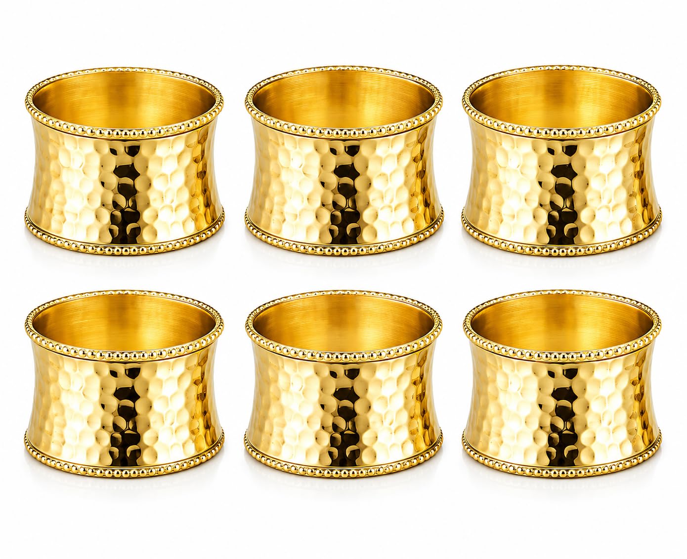 ITOS365 Set di 12 portatovaglioli decorativi in metallo martellato con perline, per tovaglioli, elegante decorazione da tavolo per matrimoni, Ringraziamento, Natale e cene