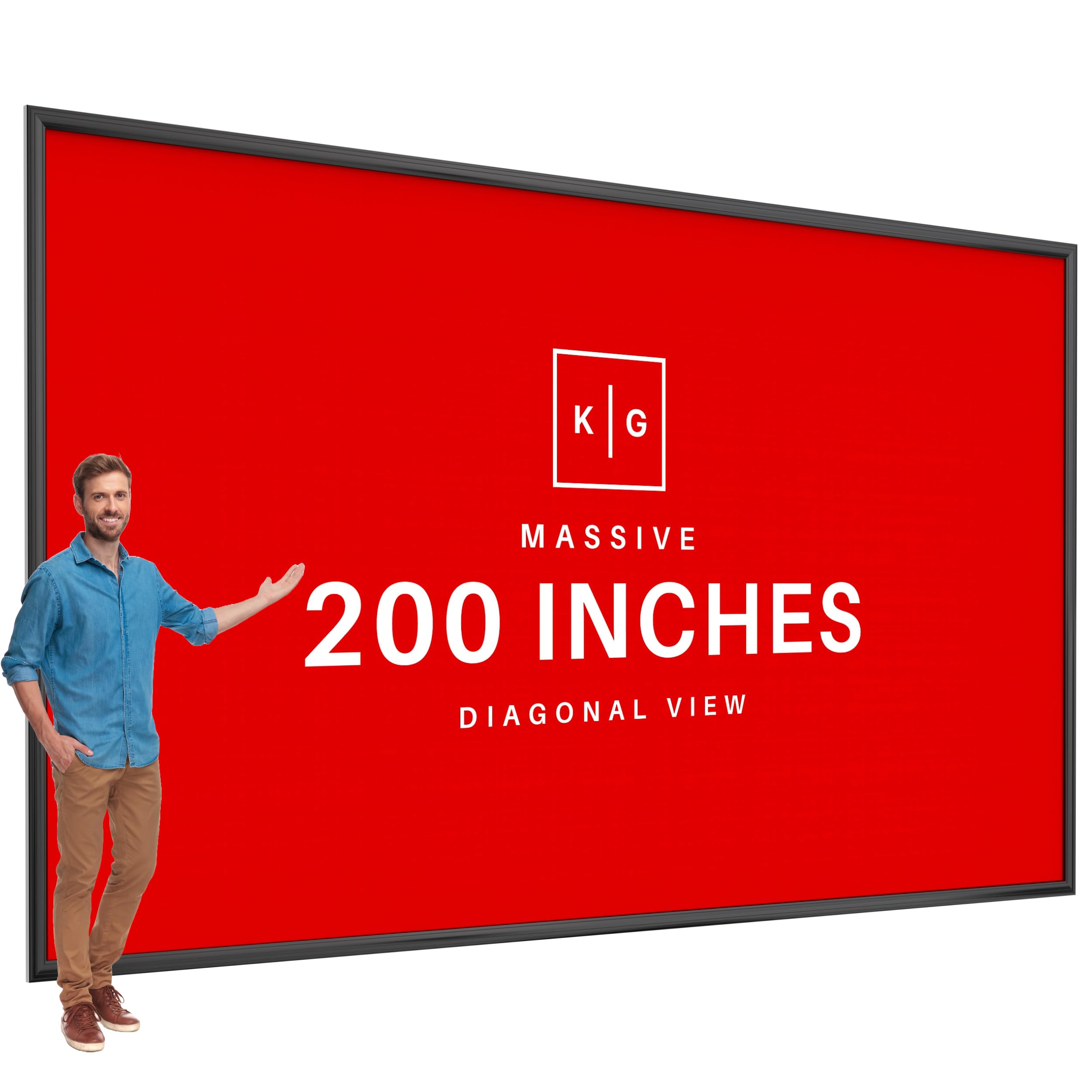 KHOMO GEAR Fixed Frame Projector Screen - Matte 200 inch - Hang on Wall - 4K - 8K Ultra HD, HDTV, HDR & Active 3D, Ultra Short Throw - 16:9 Format