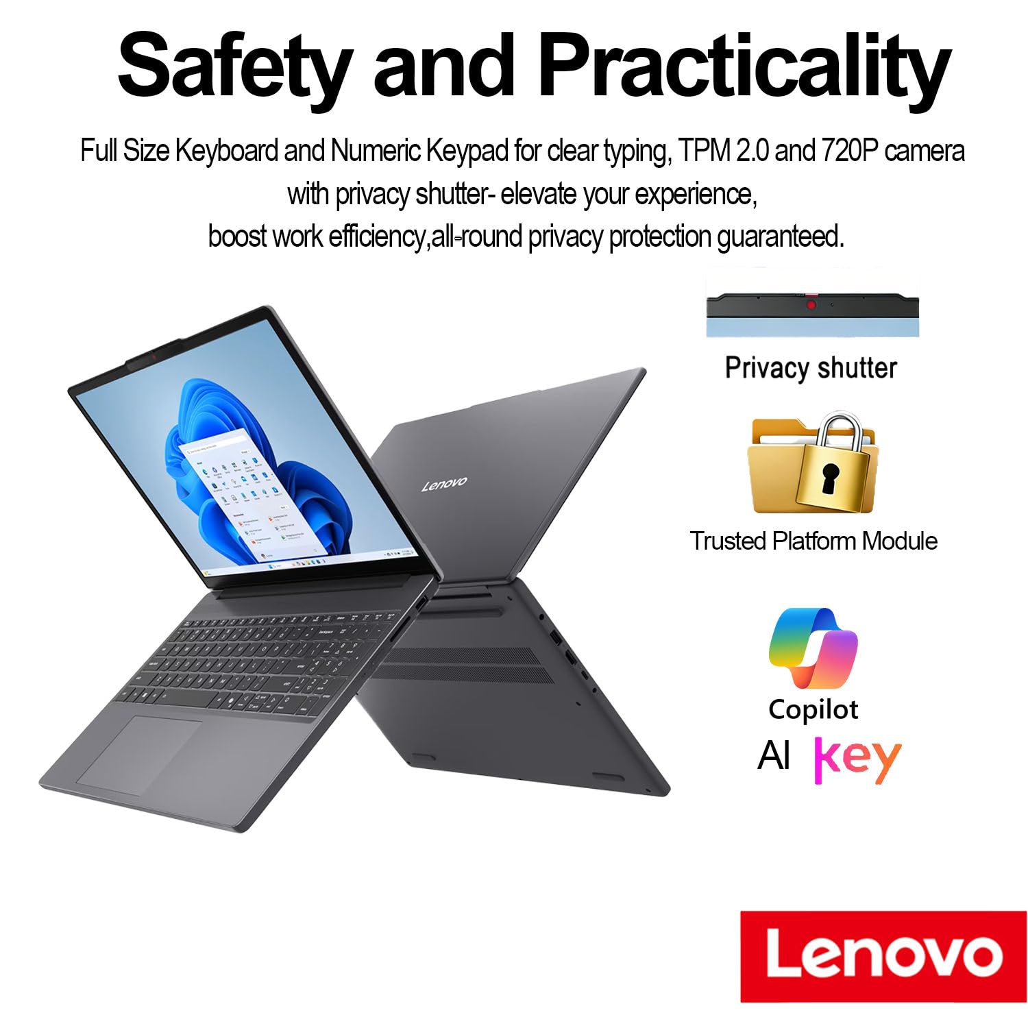 Lenovo IdeaPad Slim 3i • Edizione 2026 • Laptop WUXGA FHD da 15,3 pollici • Intel Core i7-13620H • 16 GB LPDDR5RAM • SSD PCle da 256 GB • Otturatore privacy • Dolby Audio • Chiave AI Copilot • WiFi 6