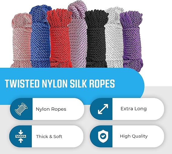 2 Pack 32ft 8mm Soft Silk Braided Rope Twisted Cord - Dark and Light Pink