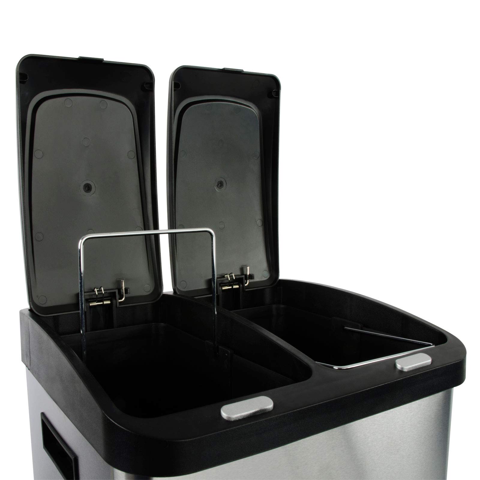 KARAT Pattumiera con 3 scomparti, 2 x 8 litri + 1 x 16 litri, secchio interno rimovibile con manico, apertura a pedale, sistema di raccolta differenziata, pattumiera per ufficio e cucina (James)
