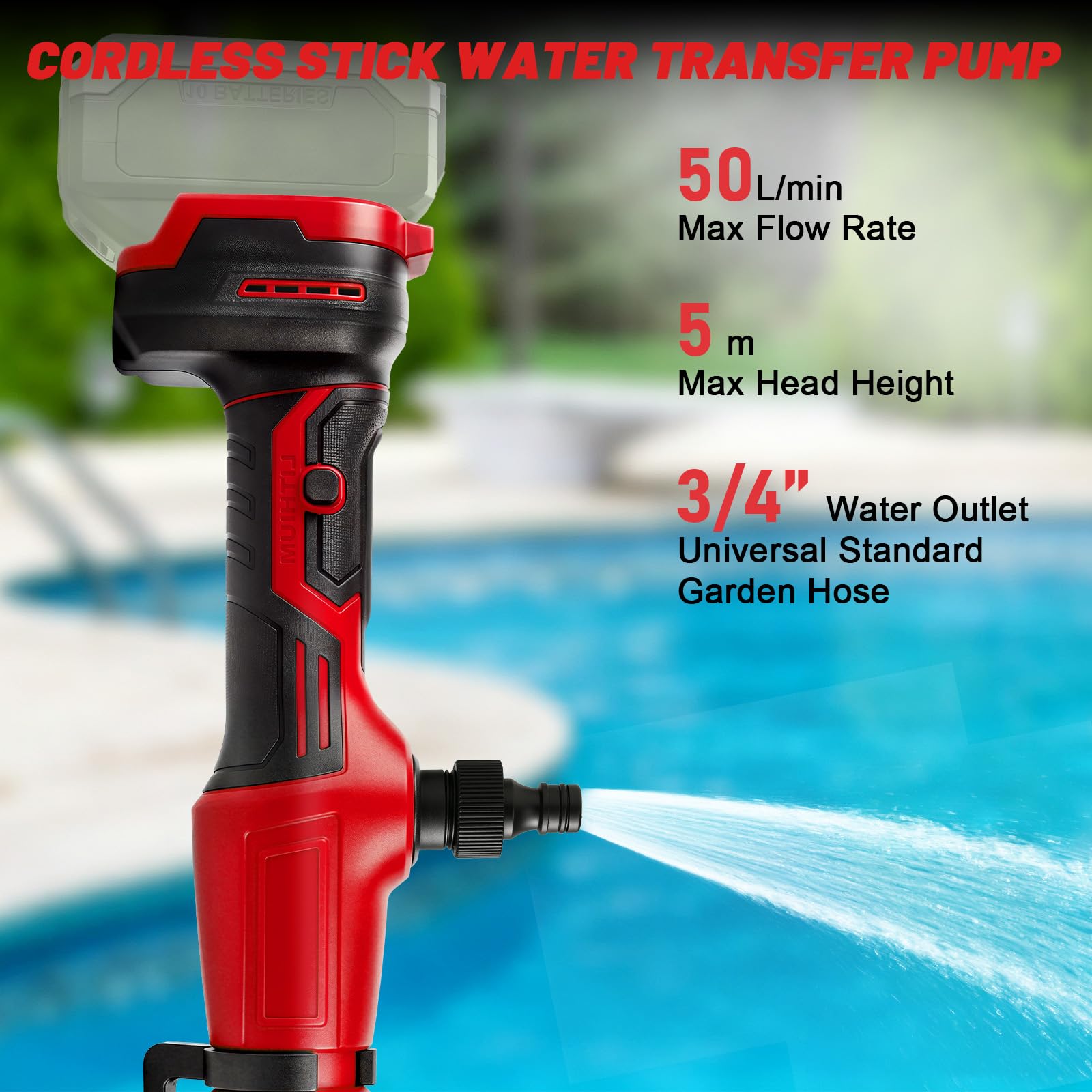Pompe à eau de pluie sans fil 50 l/min pour Milwaukee 18V (sans batterie)