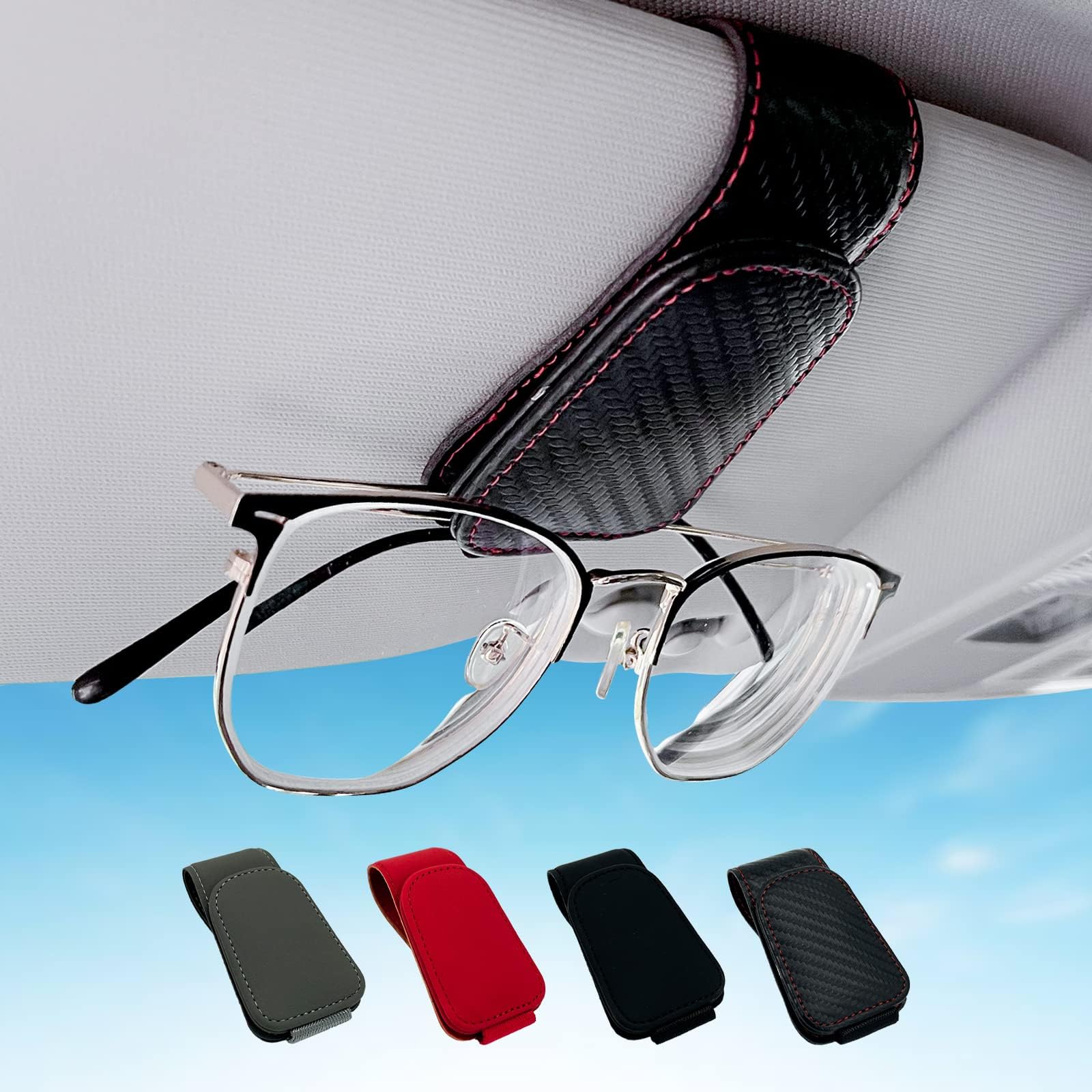 Veharvim 1Pack Metal Sunglass Holder for Car Visor