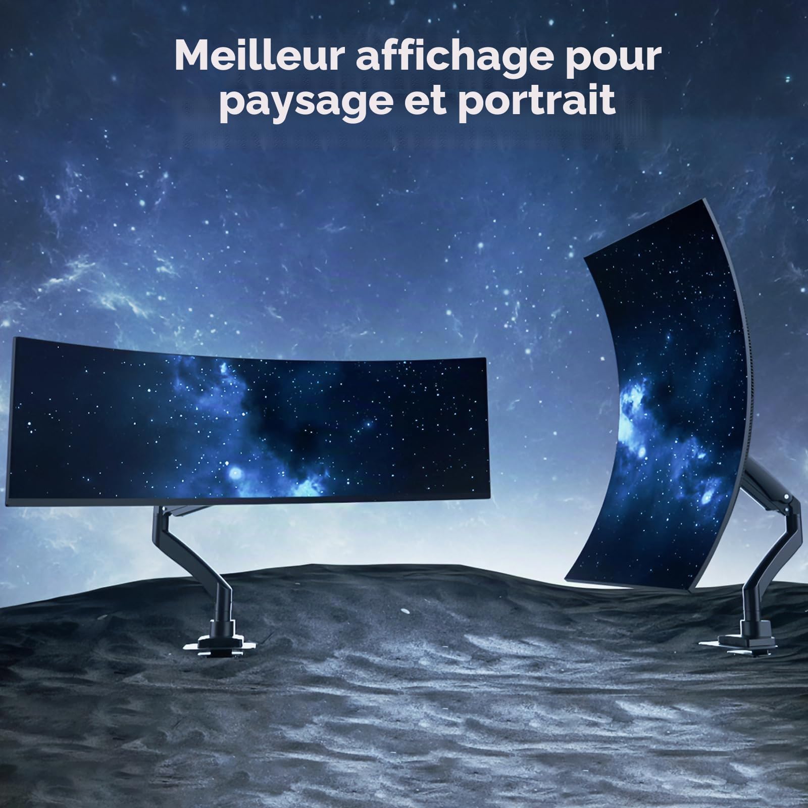 PUTORSEN Support Ecran PC pour écran Plat et incurvé de 22-57 Pouces, Support d'écran réglable en Hauteur, Capacité de Charge 27kg/59.4lbs, avec Plaque de Renfort, VESA Max jusqu'à 200x200