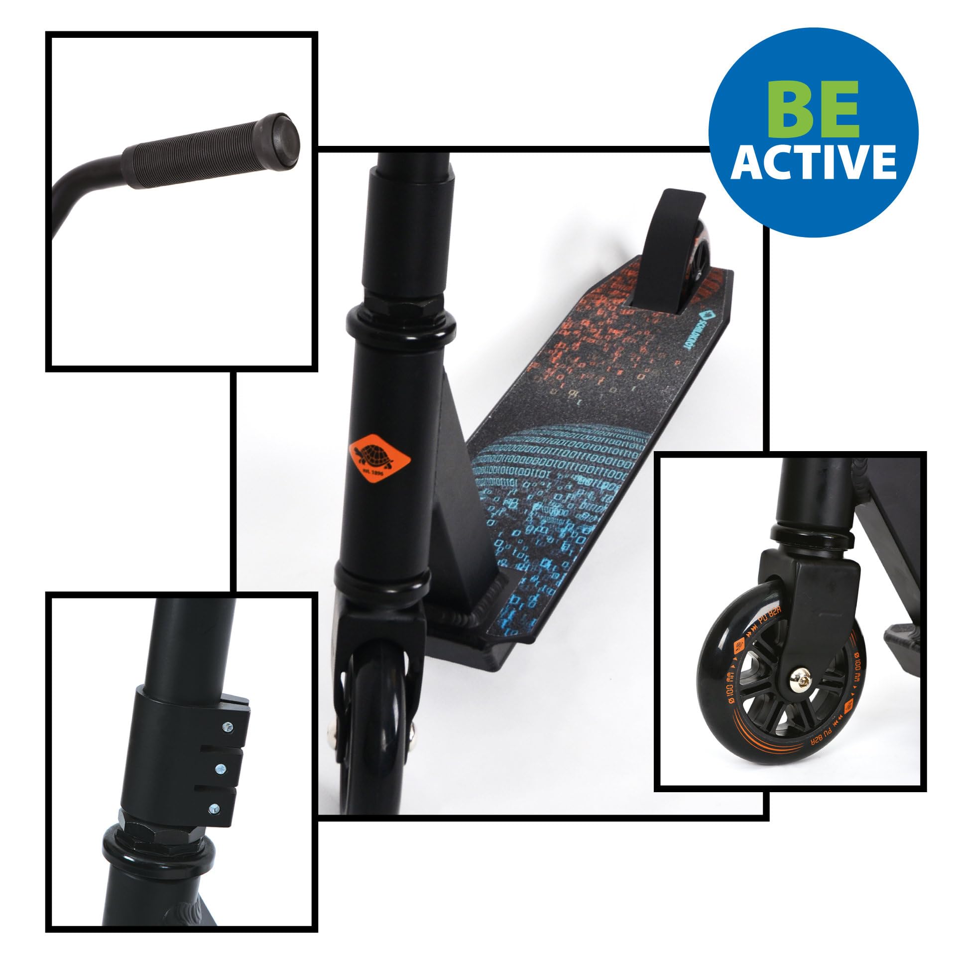 Schildkröt Trotinette Freestyle 360, Aluminium, Modèle d'Entrée de Gamme pour Les Premiers Tours et Cascades, Roues en PU 100 mm