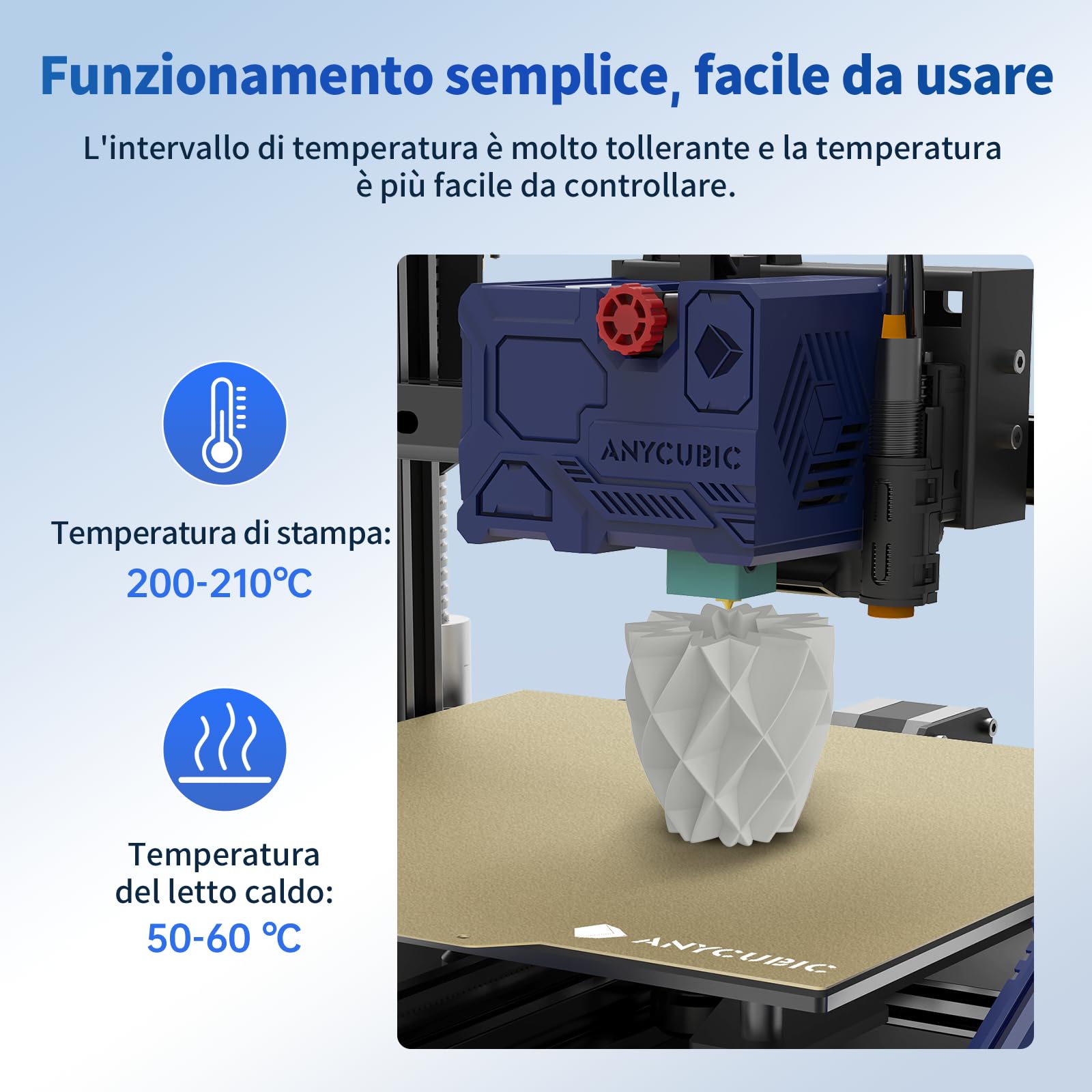 ANYCUBIC Filamento PLA 1,75 mm per Stampante 3D, Neatly Wound, Precisione Dimensionale +/- 0,02 mm, Nessun Odore, Nessuna Bolla, Robusta(Blu Notturno, 1KG)