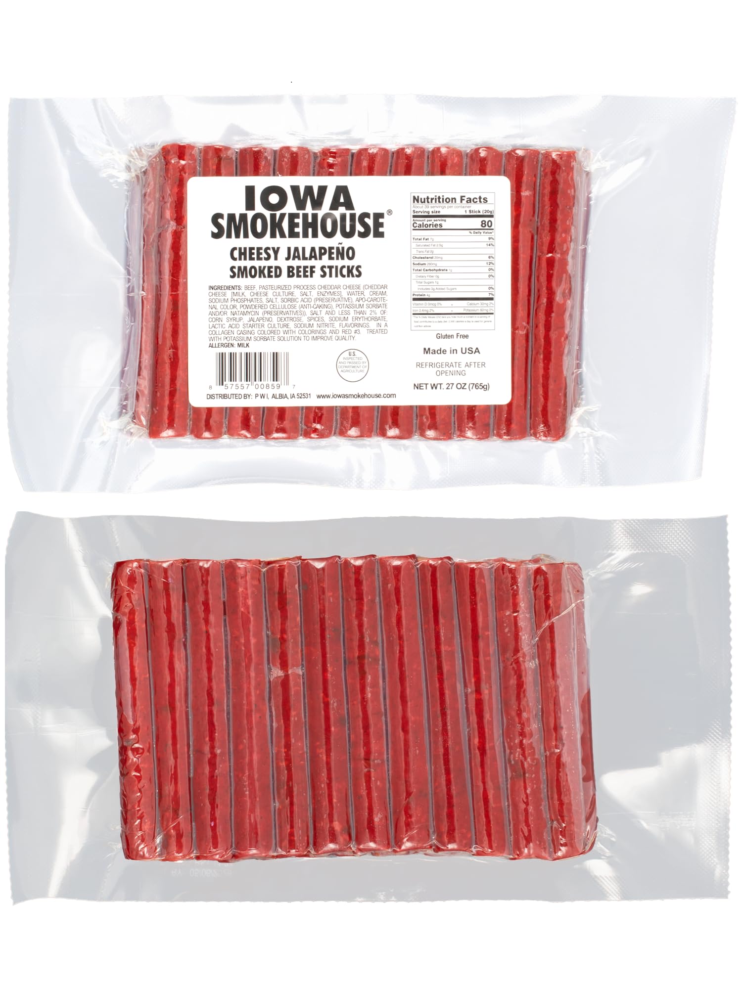 Smoked Beef Sticks, Cheesy Jalapeno, 27-oz. - IS-SBS27CSP