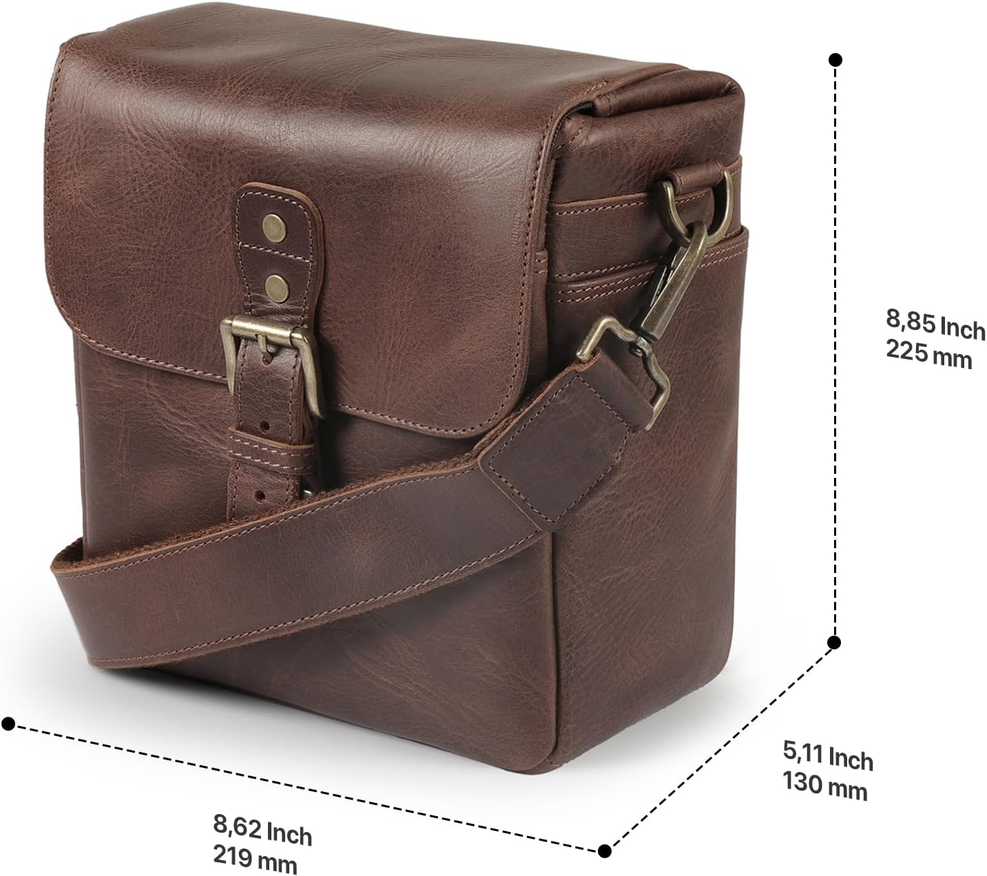 MegaGear Genuine Leather Camera Messenger Bag Mirrorless Portable electronic device cover - Image 5