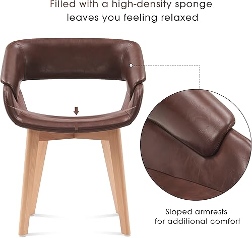 Miniatura 22 de ivinta Juego de 2 sillas de comedor modernas con cojín de tela tapizada y patas de madera maciza para comedor, cocina, sala de estar, Resturant 9122