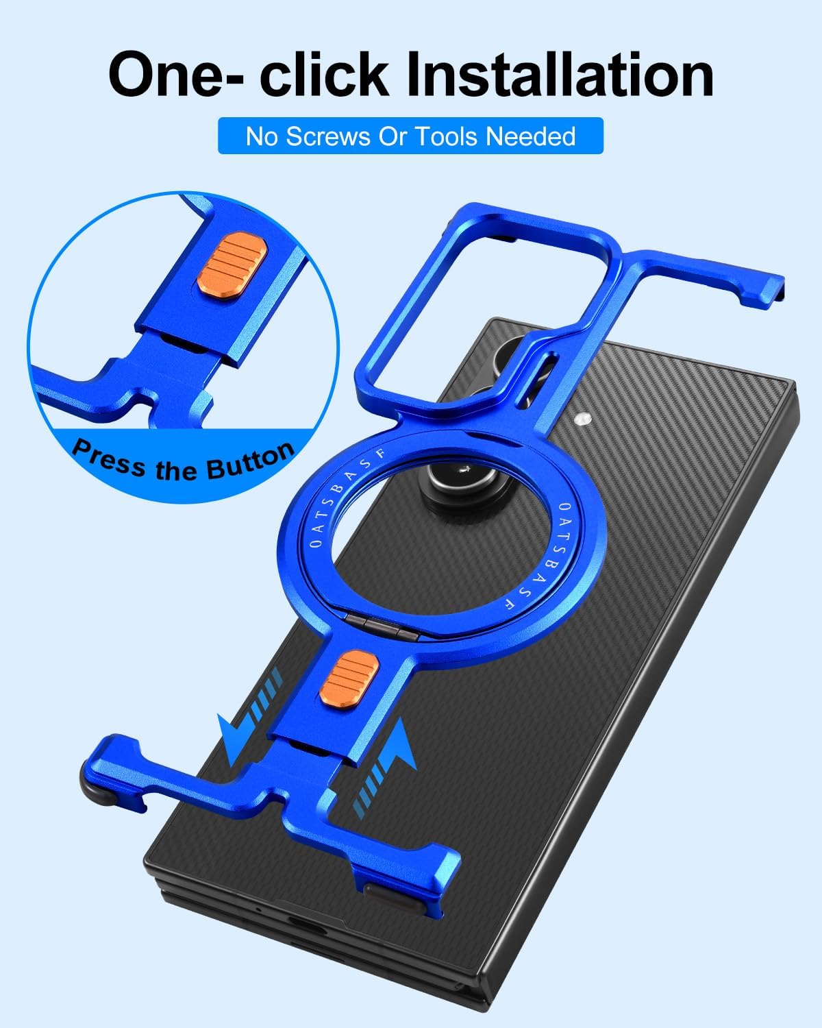 for Samsung Galaxy Z Trifold Phone Case,with 360°Rotatable Kickstand Magnetic Ring Stand,Metal Frameless Minimalist Bumper Case,Protective Shockproof Cover for Samsung Z Trifold(Blue Shadow)