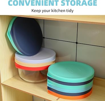 Replacement Lids for Pyrex 7201-PC 4 Cup, Silicone Round Storage Cover Lid for Anchor Hocking Glass Bowl 5 Pack Mixed Color